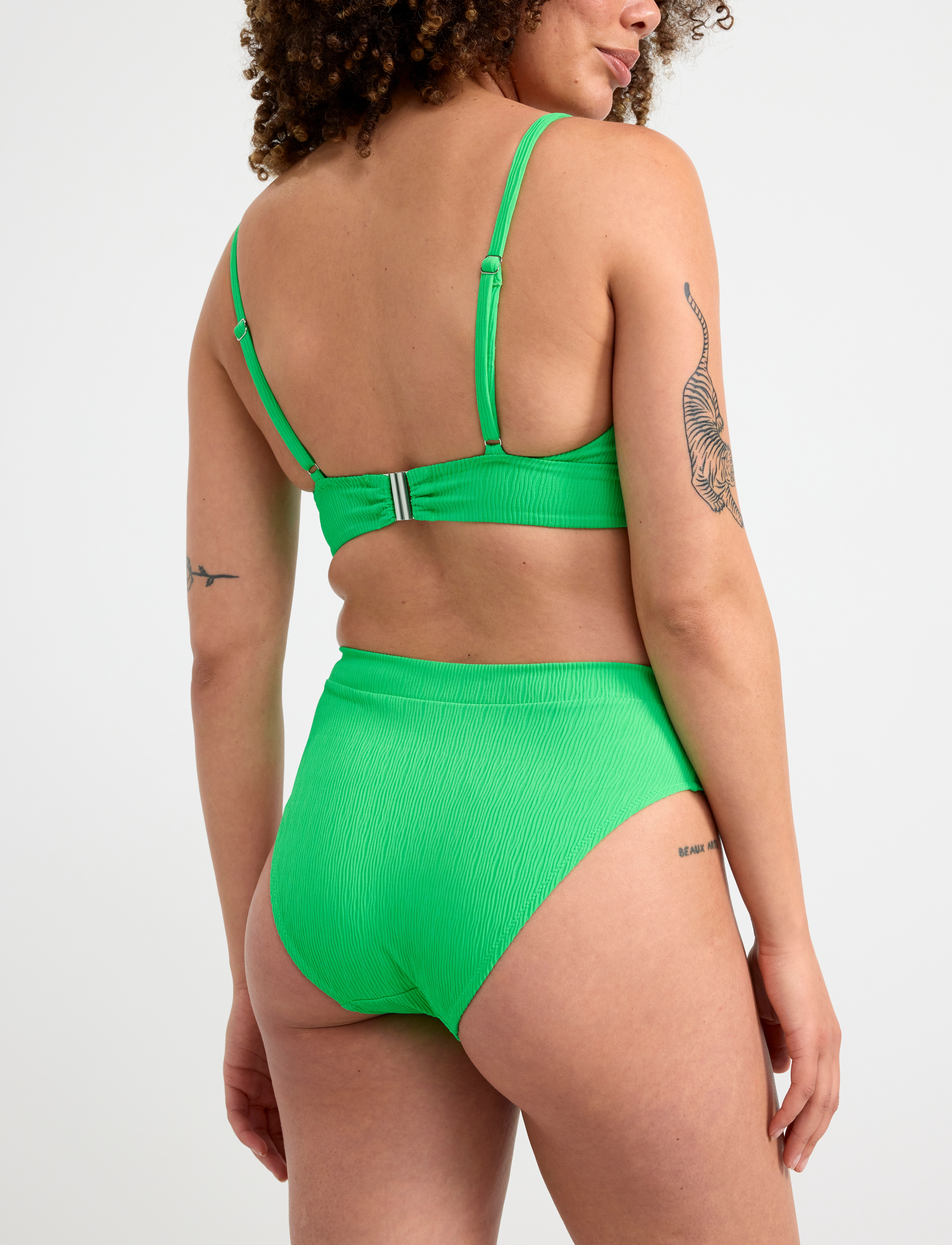 Lindex - Swim Brief Hanna Bikini HW Wav - bikinihosen mit hoher taille - green - 3