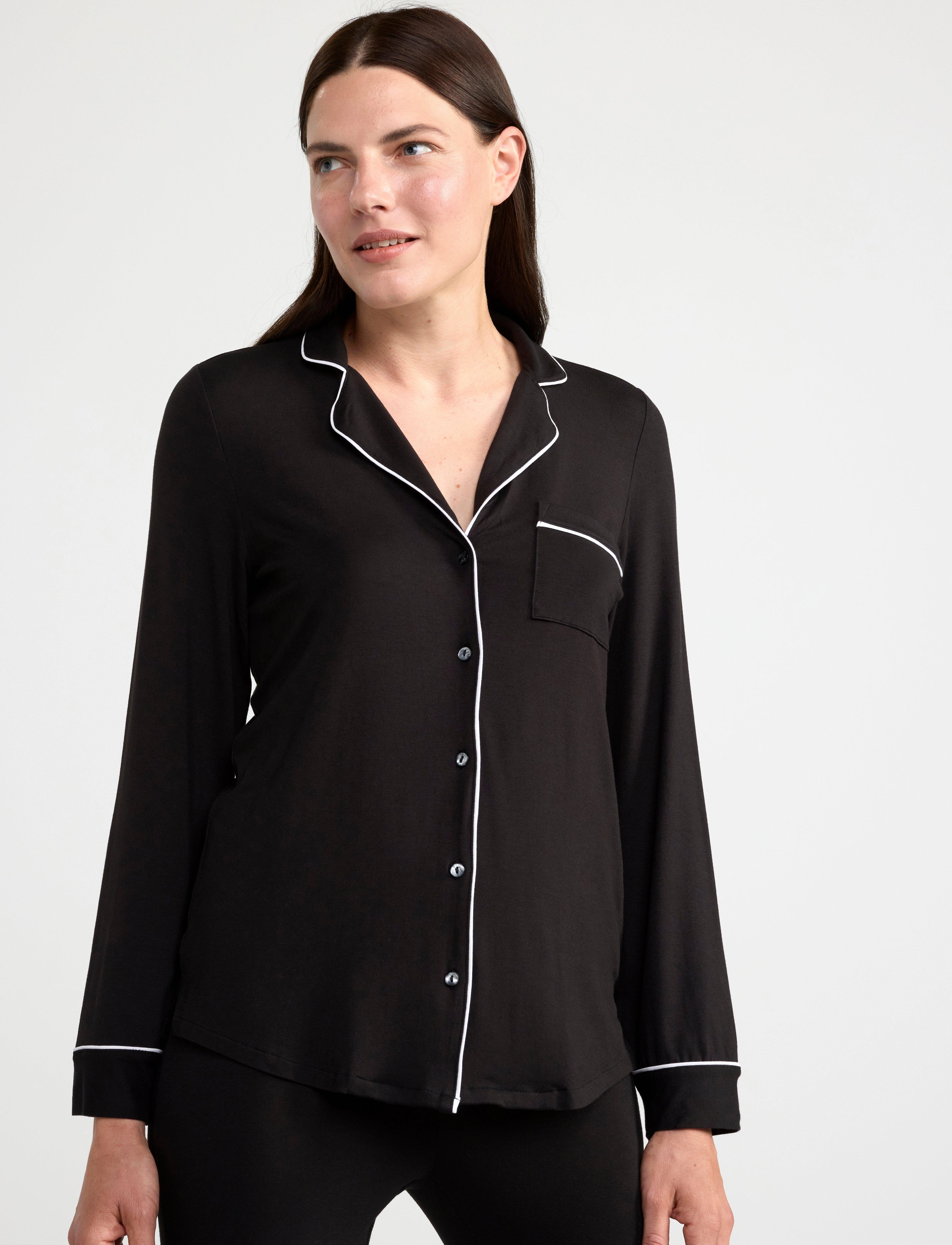 Lindex Pyjama Trousers, Kvinder, Pyjamasbukser Med Piping, Sort, Str: S
