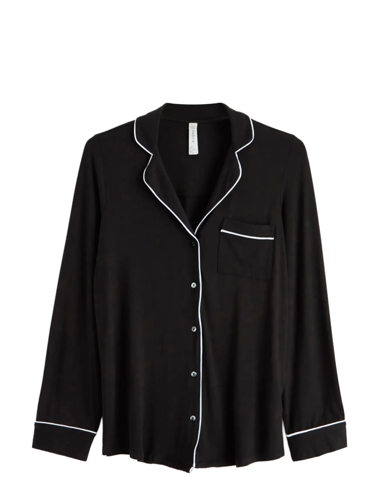 LINDEX Pyjama Shirt Viscose Piping Schwarz - S - Damen