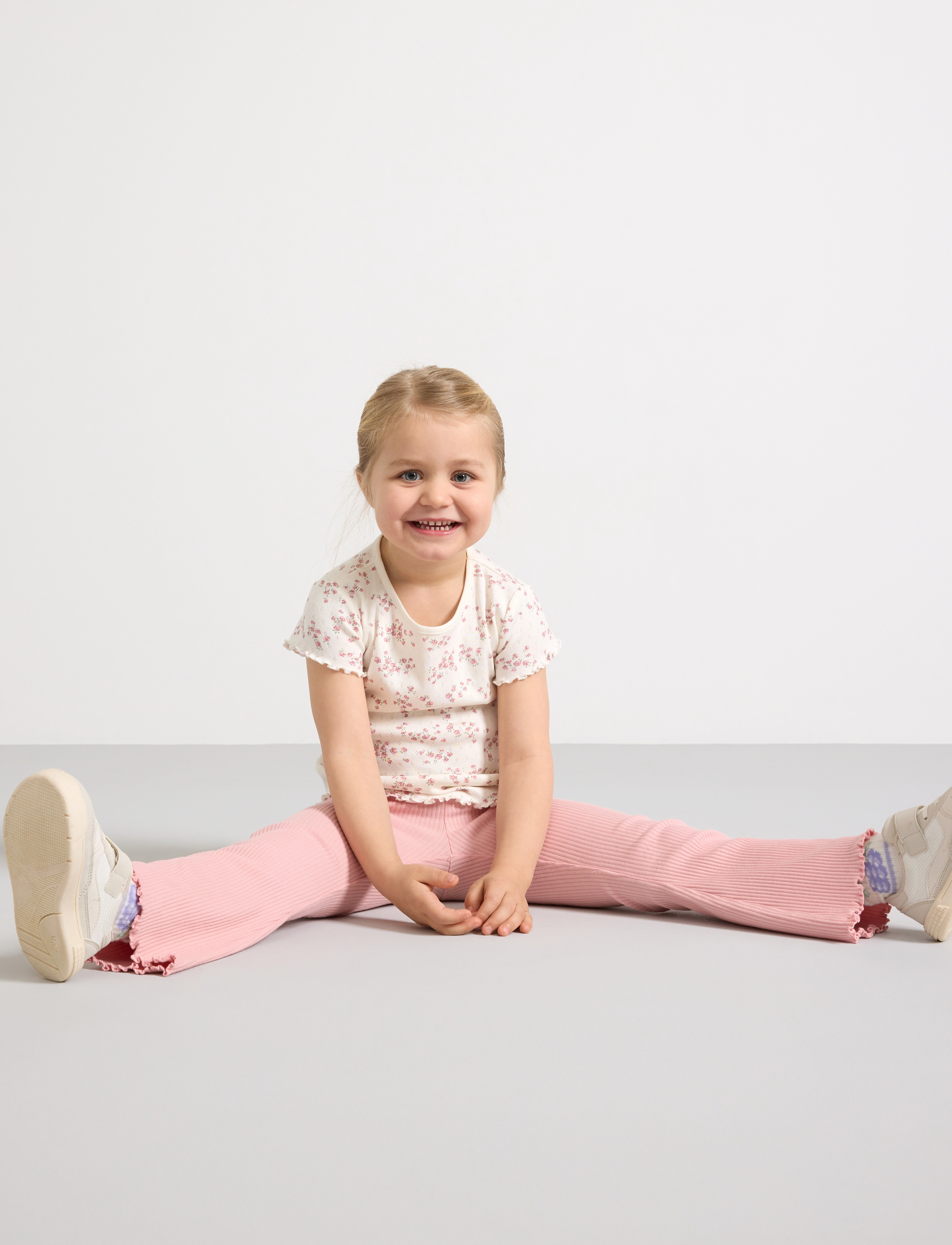 Lindex - Leggings flare rib w frill edg - light pink - 5