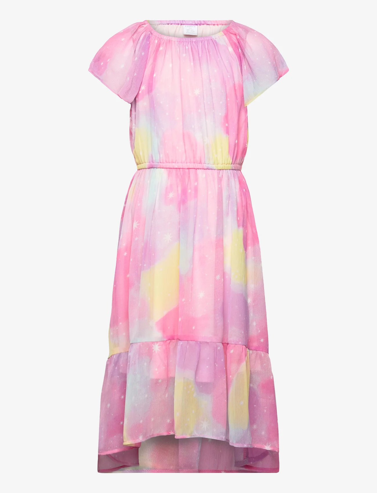 Lindex - Dress hi and low Chiffon AOP - sukienki eleganckie - pink - 0