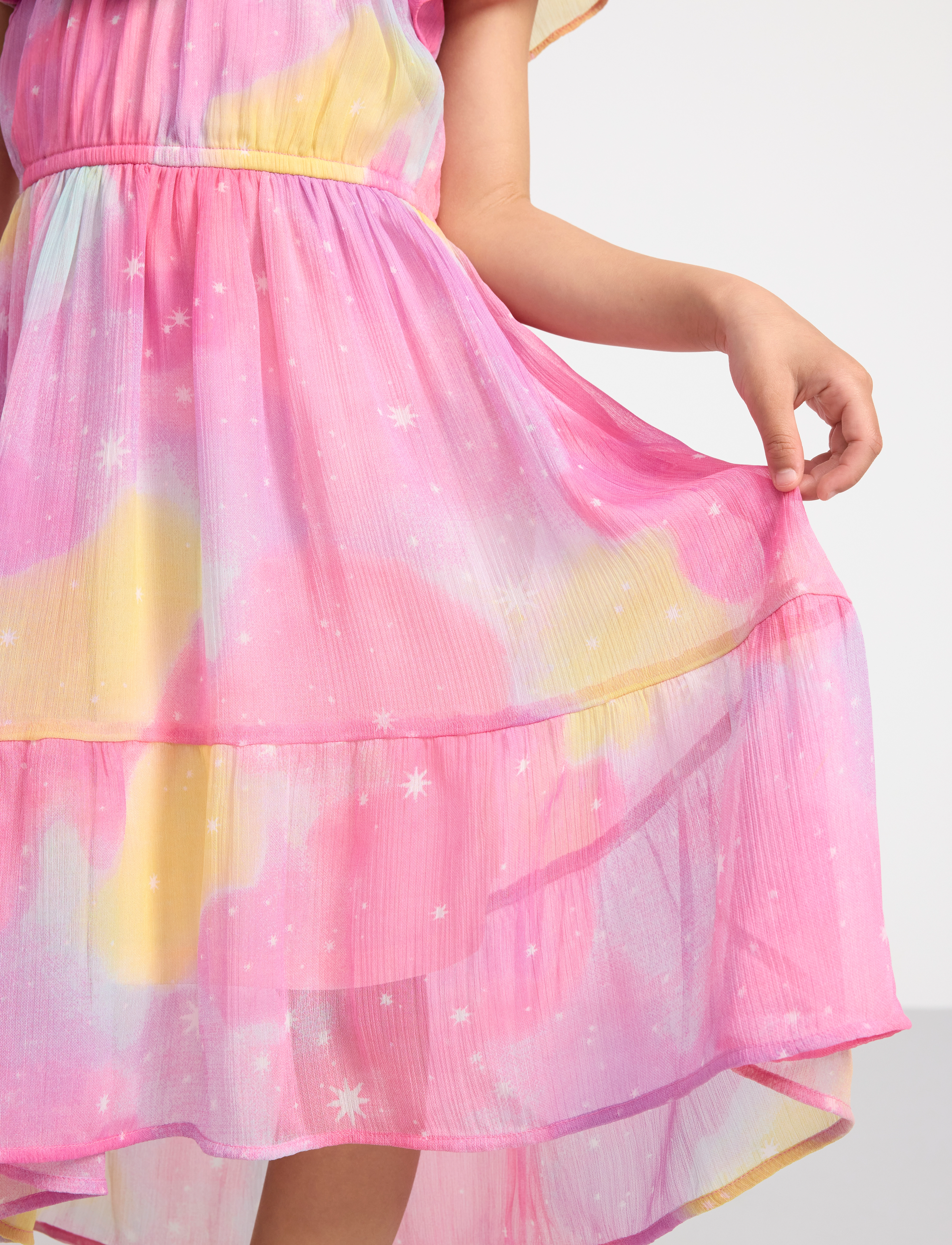 Lindex - Dress hi and low Chiffon AOP - festkjoler - pink - 3