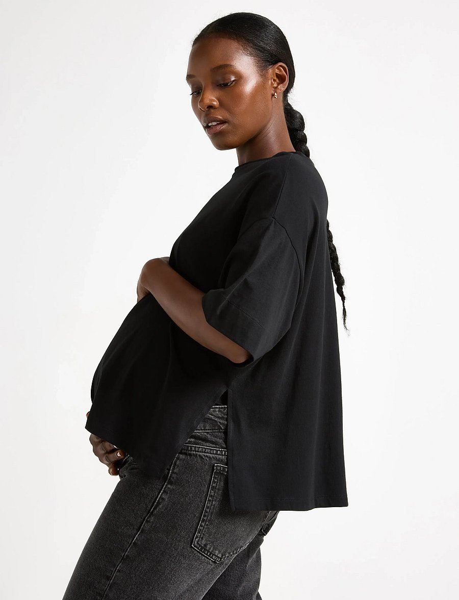 Lindex - MOM Cotton t-shirt - kurzärmlige hemden - black - 0