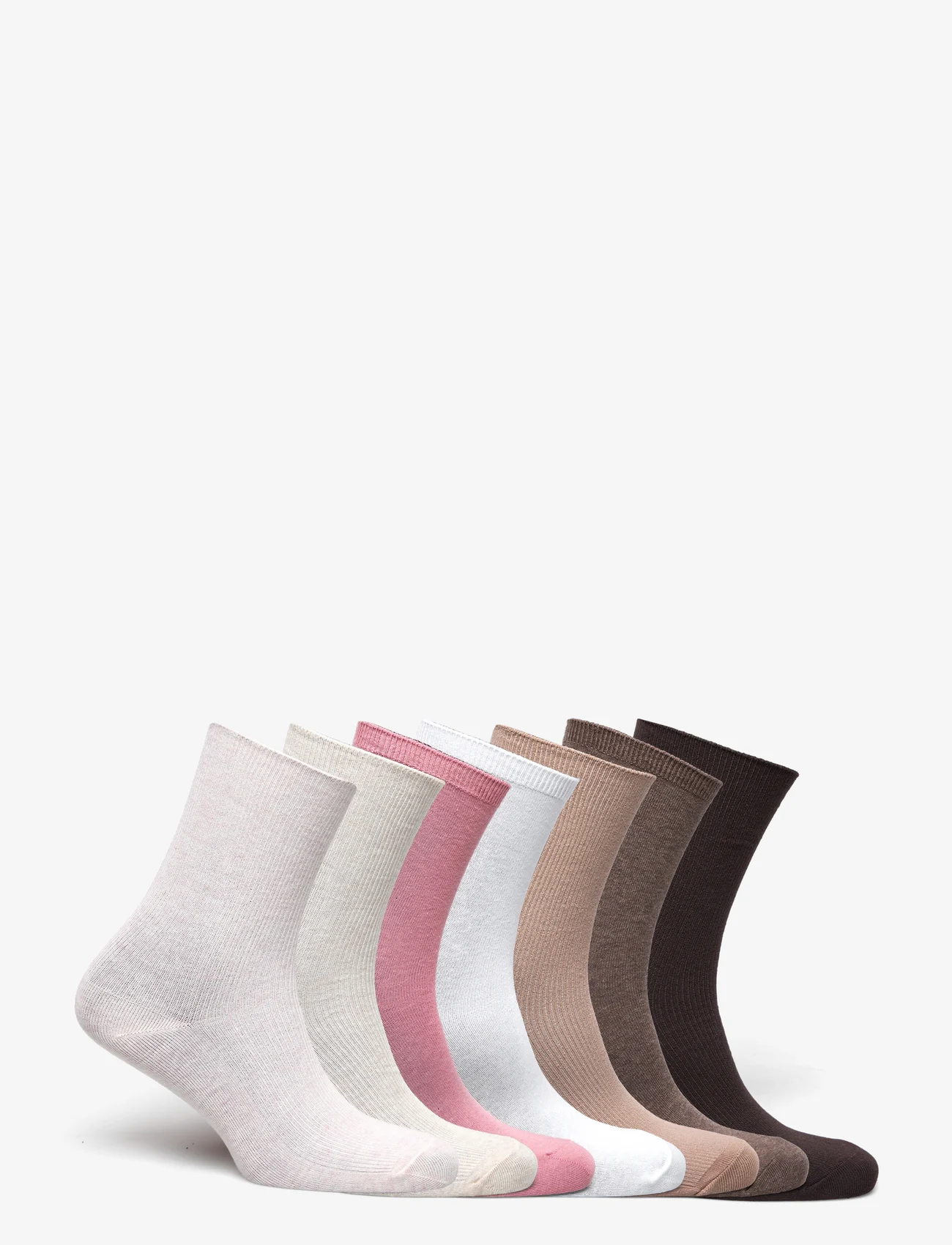 Lindex - Sock 7 p soft colors rib and p - madalaimad hinnad - light pink melange - 1