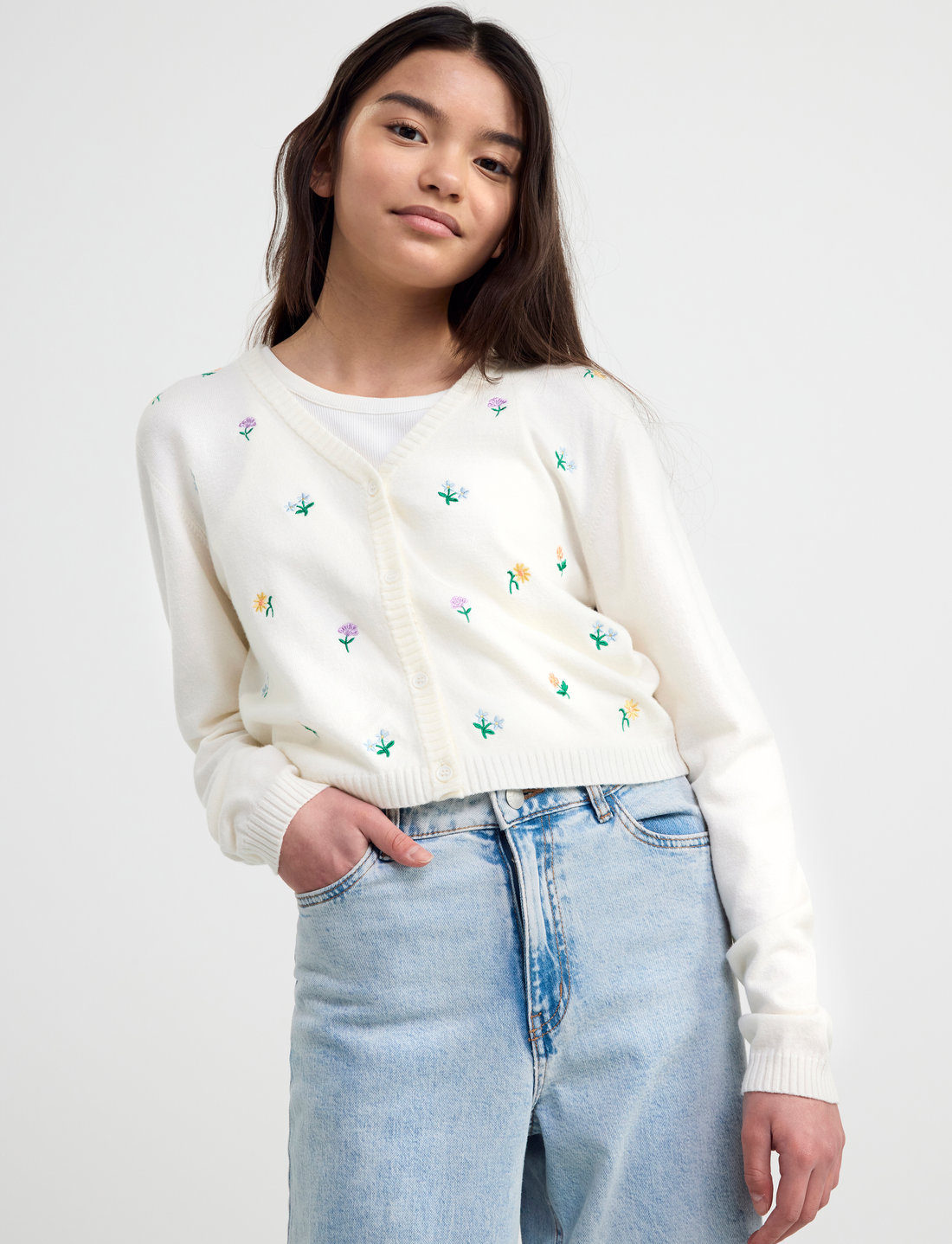 Flower sales embroidered sweater