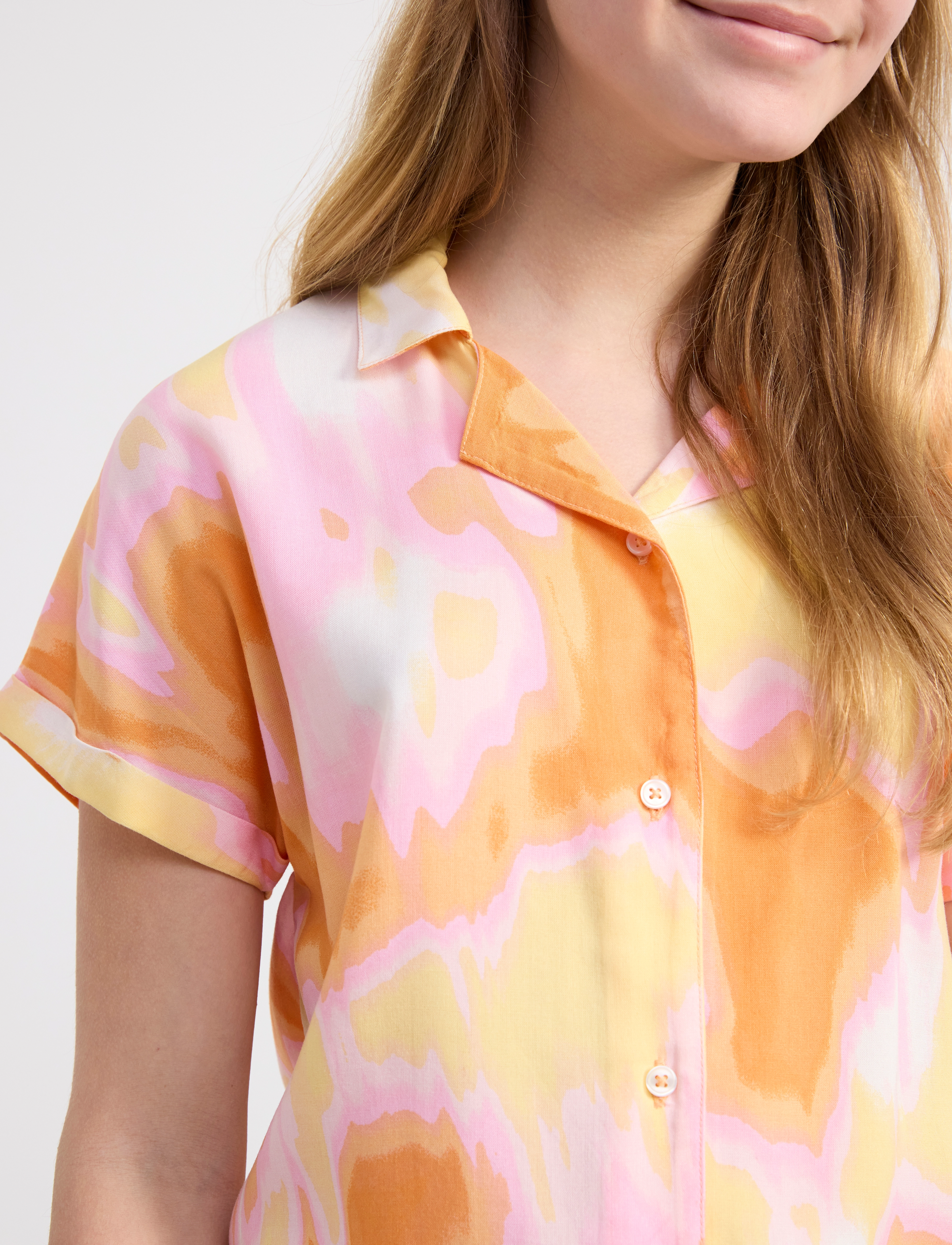 Lindex - Blouse shirt viscose aop - gode sommertilbud - light orange - 4