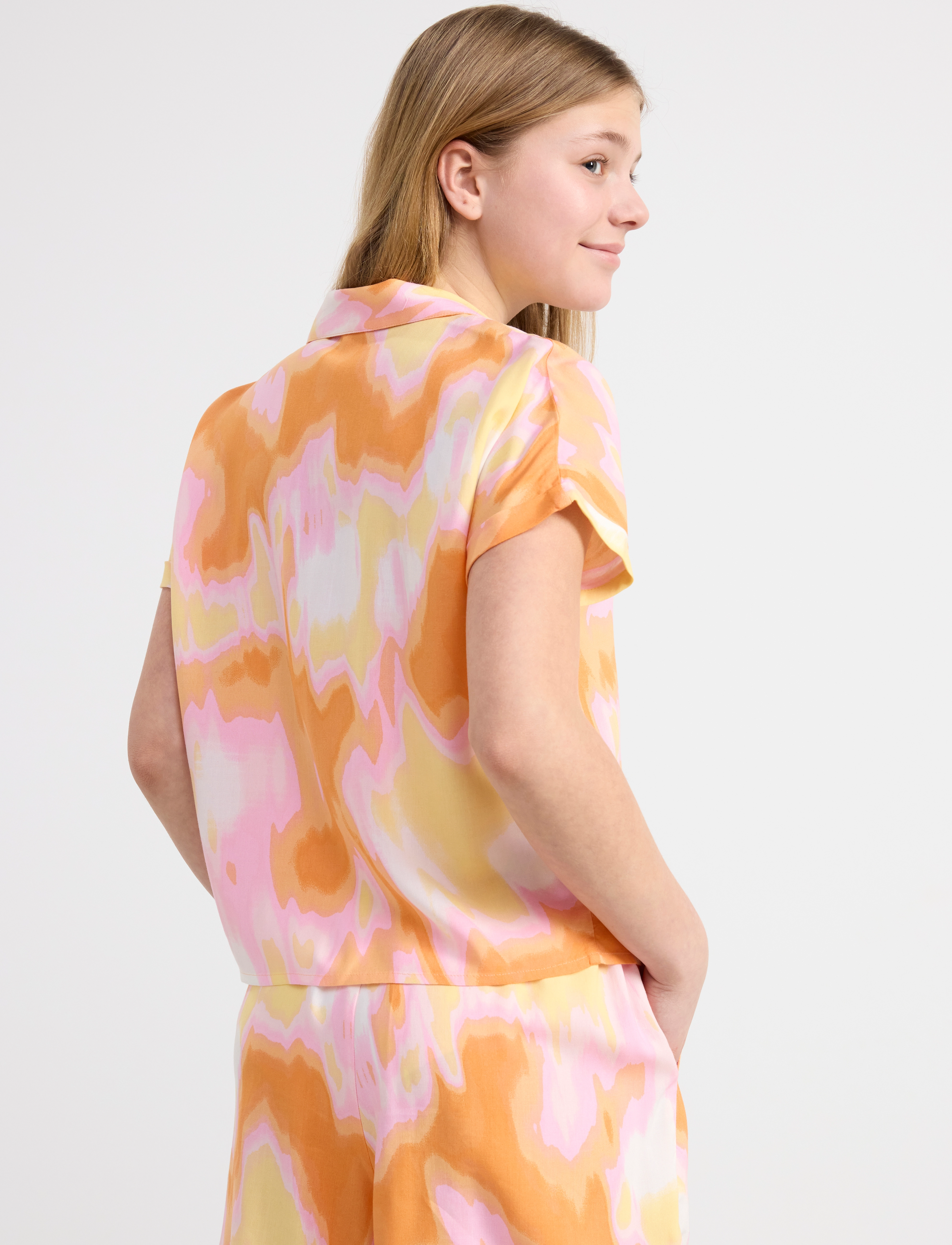 Lindex - Blouse shirt viscose aop - gode sommertilbud - light orange - 5