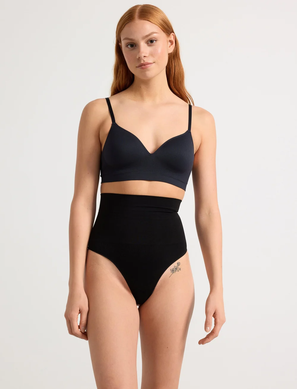 Lindex - Girdle Shaping Thong High Sea - shaping nederdelar - black - 0