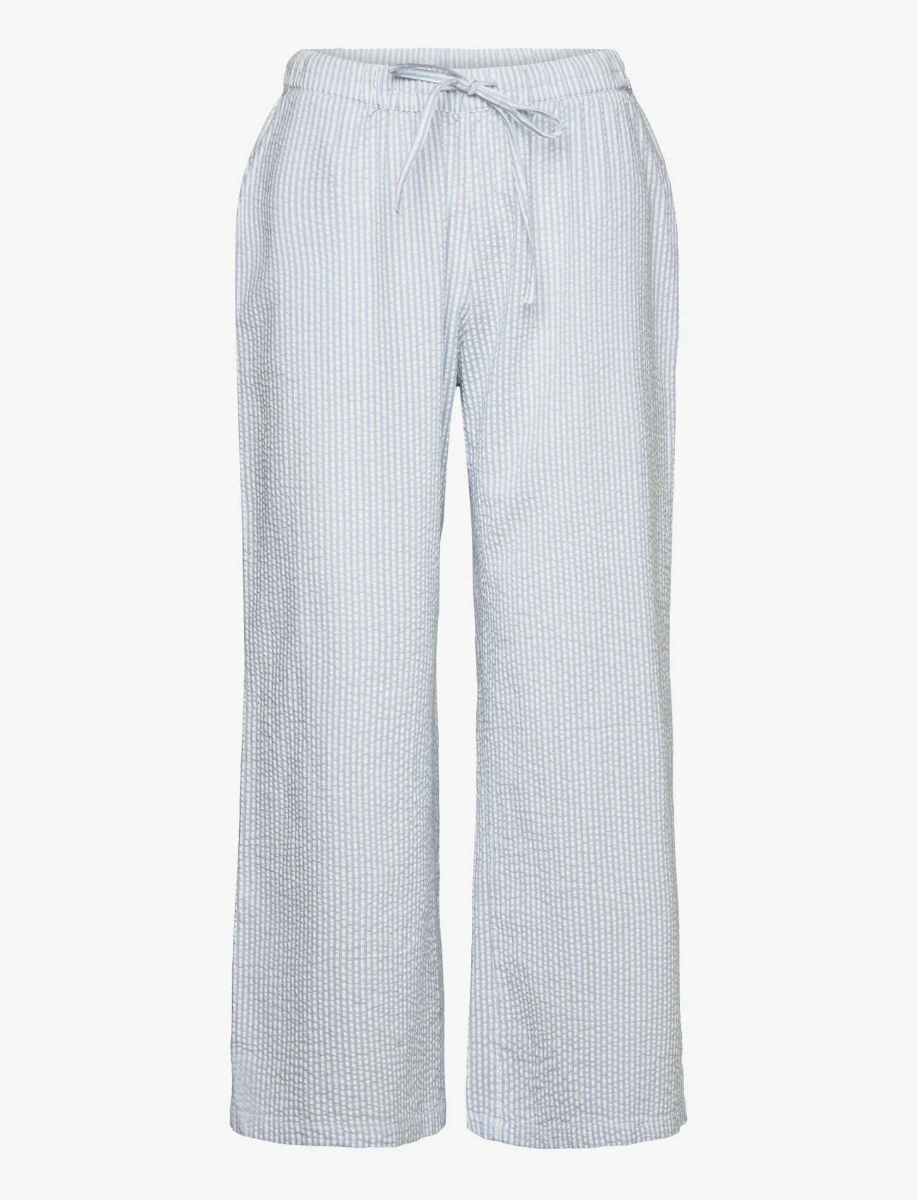 Lindex - Trousers pyjama seersucker - laveste priser - blue - 0