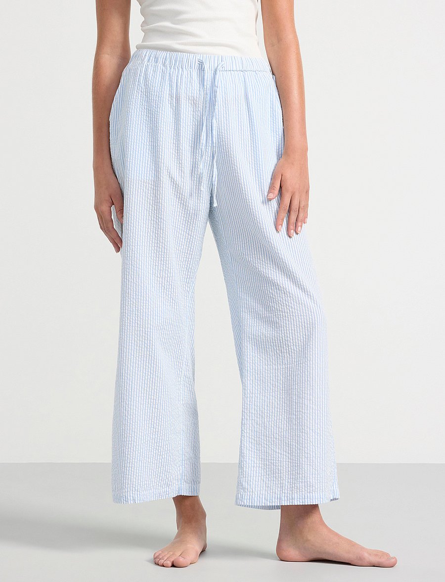 Lindex - Pyjama trousers in seersucker - pyjamasbyxor - blue - 0