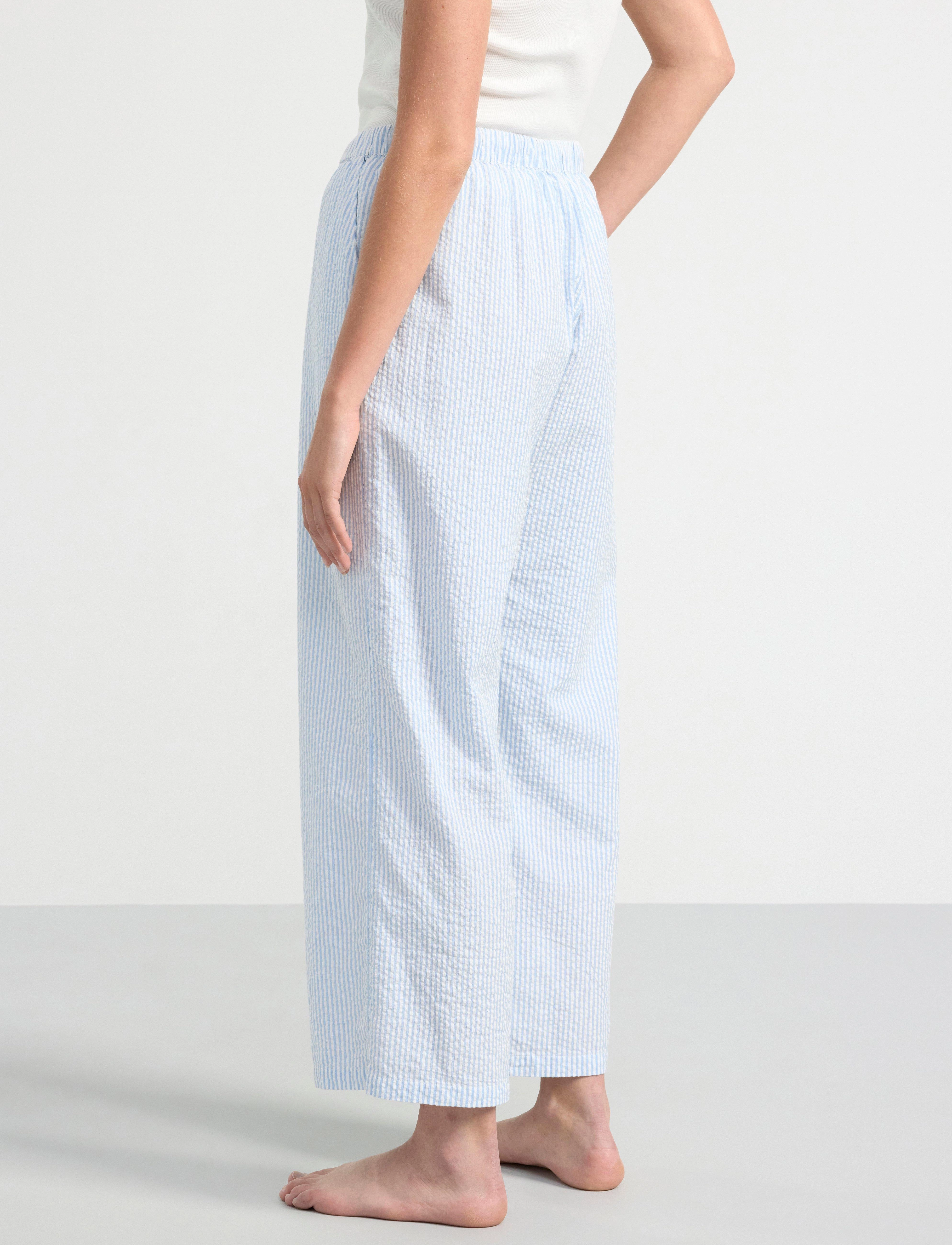 Lindex - Cropped pyjama trousers in seersucker - pižaminės kelnės - blue - 3