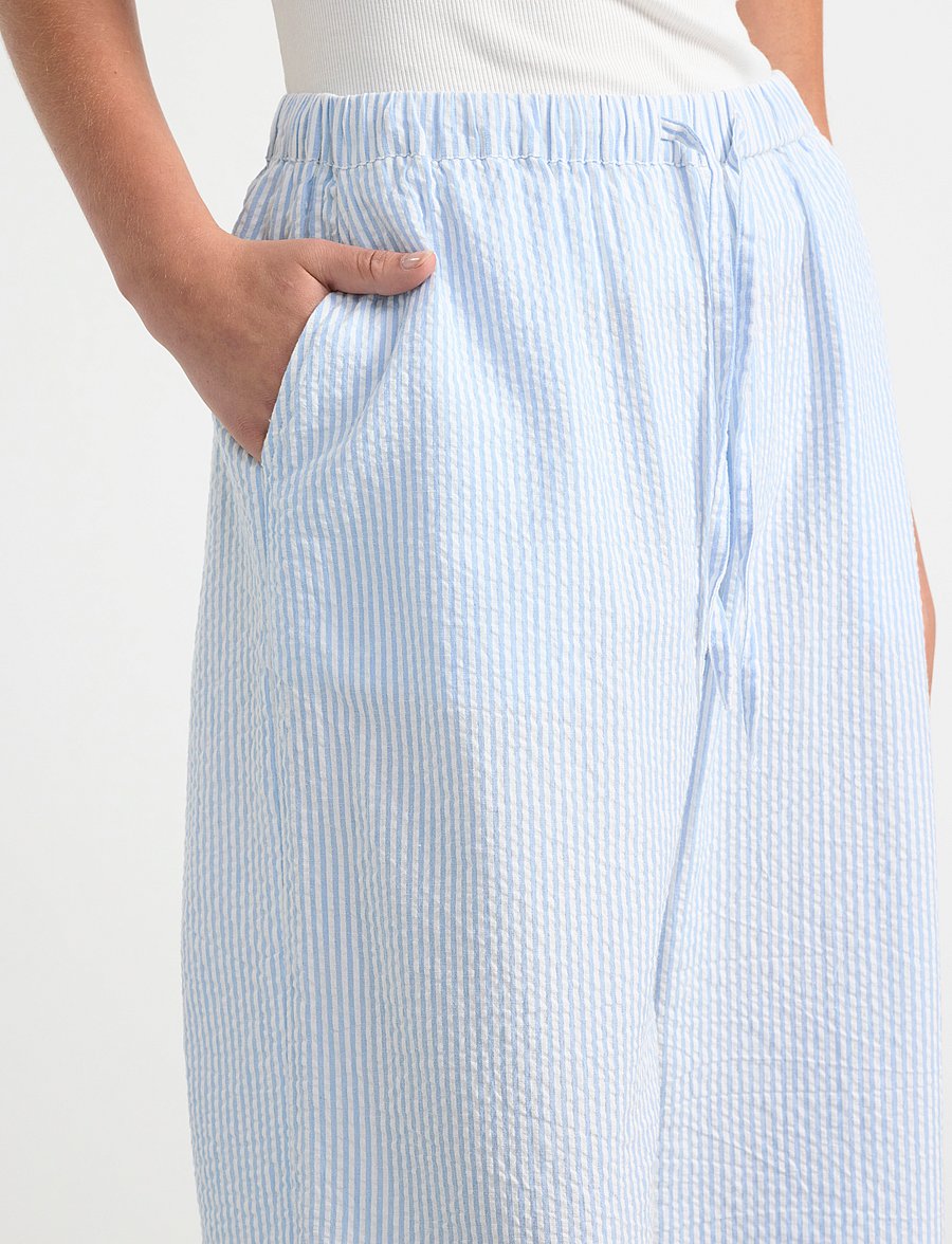 Lindex - Pyjama trousers in seersucker - pyjamasbyxor - blue - 5