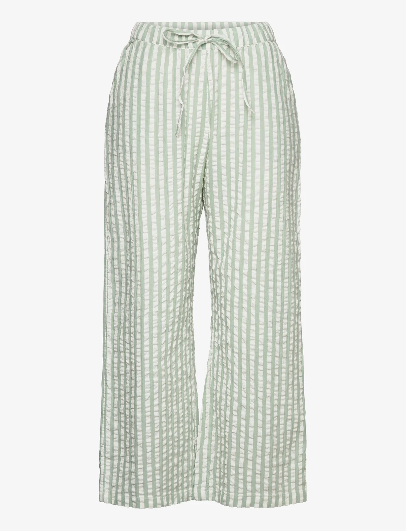 Lindex - Trousers pyjama seersucker - damen - dusty green - 0