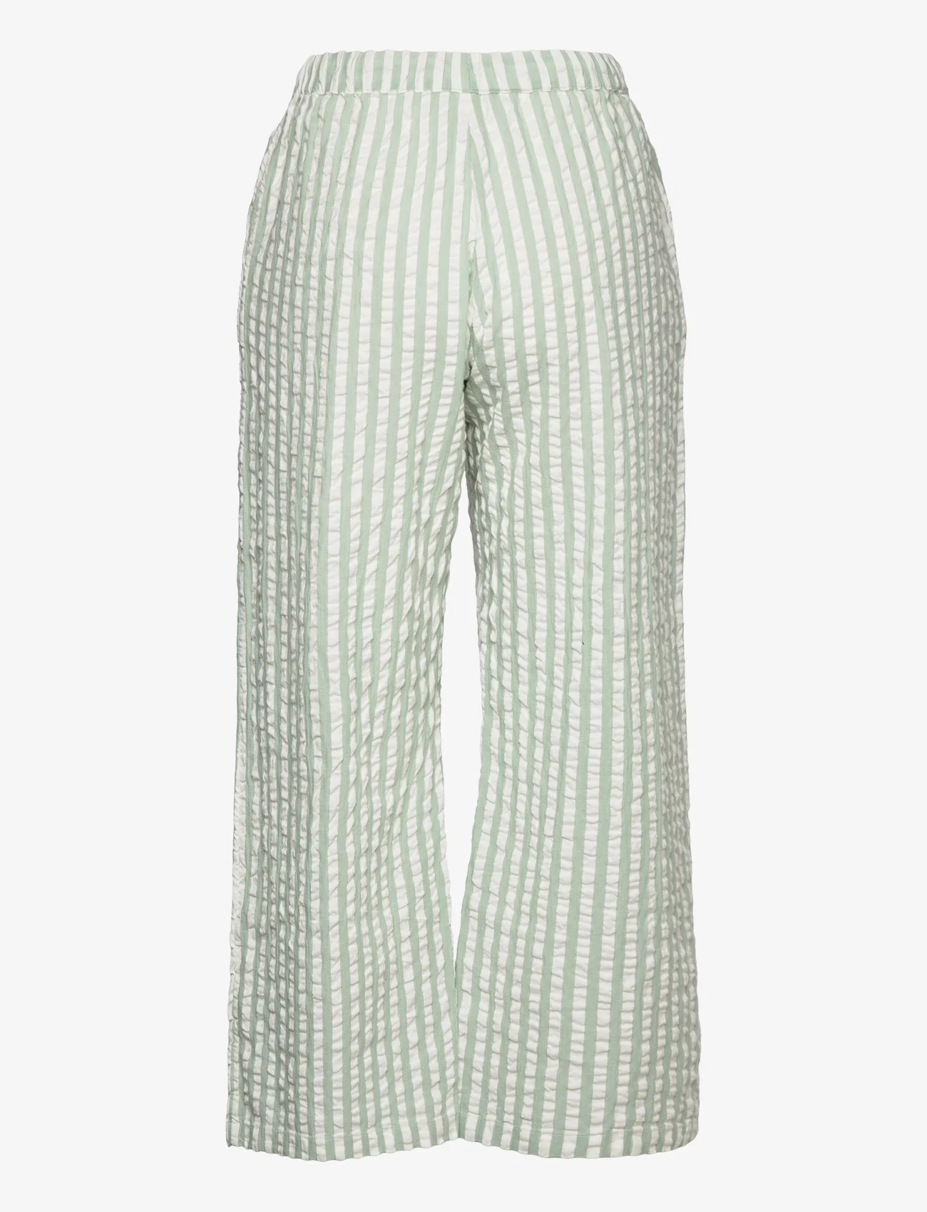 Lindex - Trousers pyjama seersucker - damen - dusty green - 1