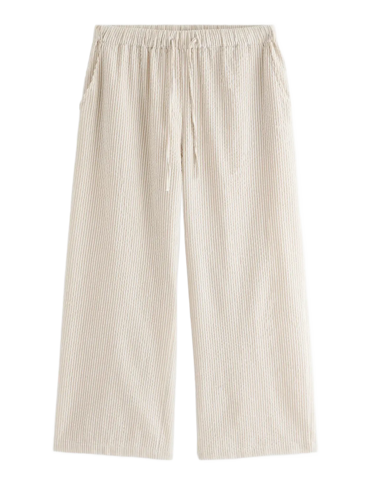 Lindex Cropped pyjama trousers in seersucker - Pyjamasbyxor - LIGHT DUSTY KHAKI / beige