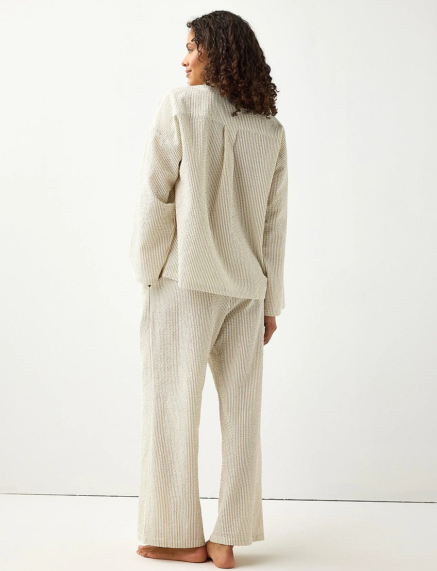 Lindex - Pyjama trousers in seersucker - pidžaamapüksid - light dusty khaki - 3