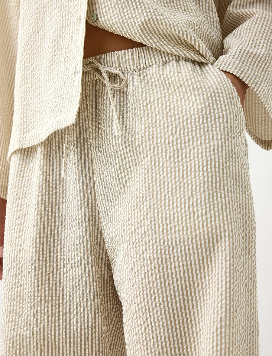 Lindex - Pyjama trousers in seersucker - pidžaamapüksid - light dusty khaki - 4