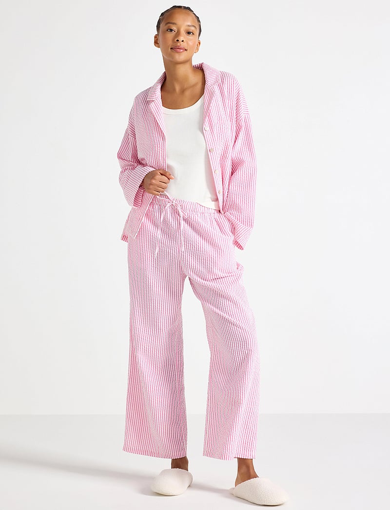 Lindex - Trousers pyjama seersucker - pyjamahose - pink - 0