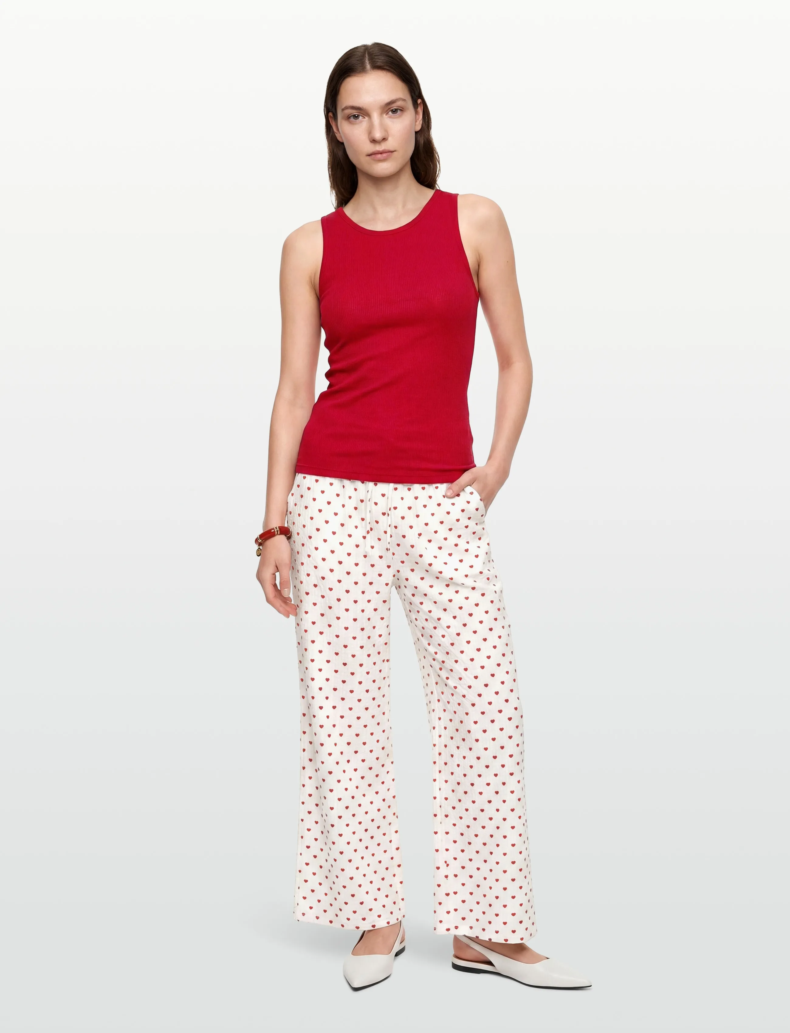 Lindex Pyjama Trousers In Seersucker, M, Night & Loungewear, Creme - Pants, Frauen