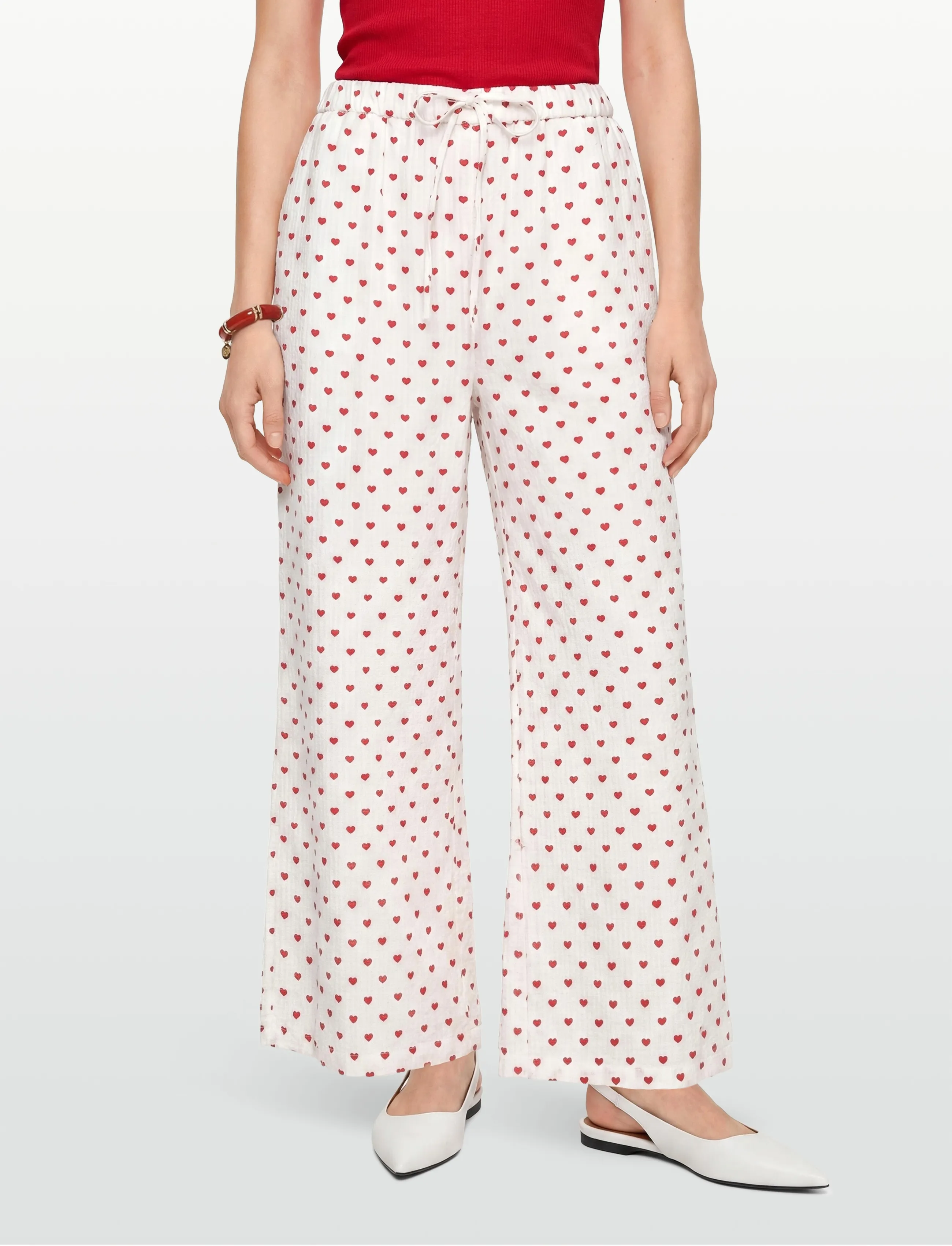 Lindex - Cropped pyjama trousers in seersucker - pyjamahosen - red - 3