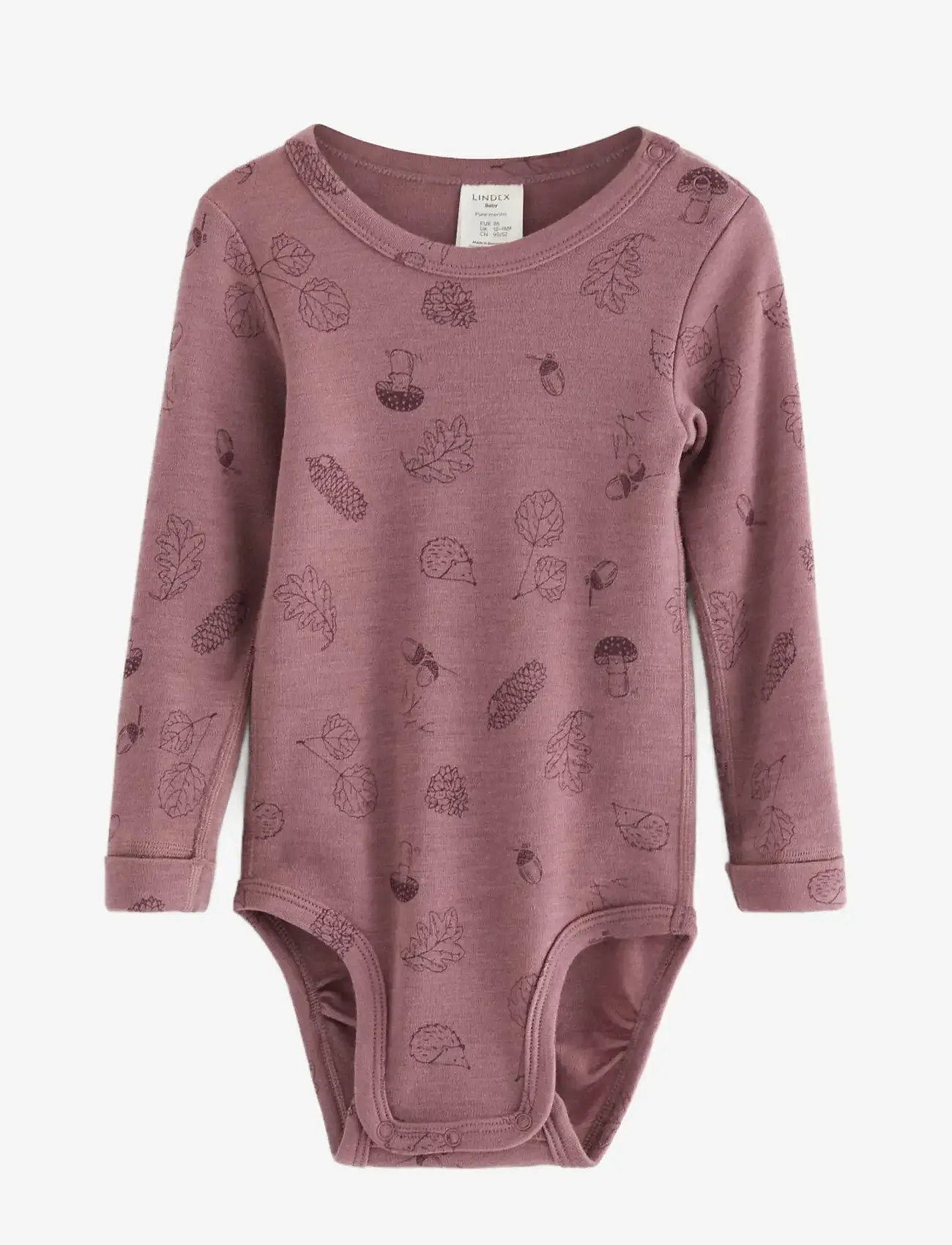Lindex - Body merino aop - langærmede bodyer - dusty pink - 0