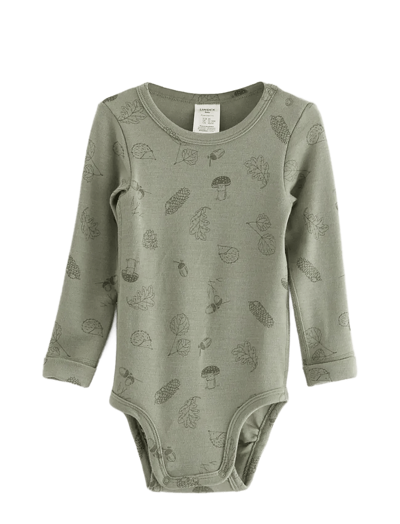 Lindex - Body merino aop - pikkade varrukatega bodid - light dusty green - 0