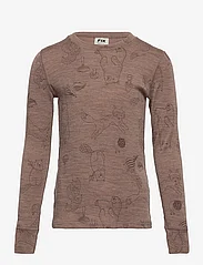 Lindex - Top merino wool aop - marškinėliai ilgomis rankovėmis - brown melange - 1