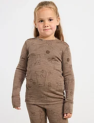 Lindex - Top merino wool aop - marškinėliai ilgomis rankovėmis - brown melange - 0