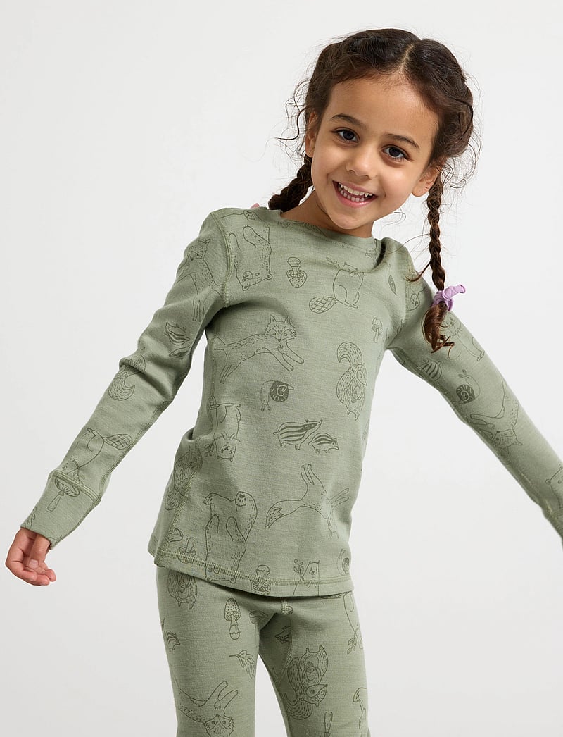 Lindex - Top merino wool aop - langärmelig - light dusty green - 0