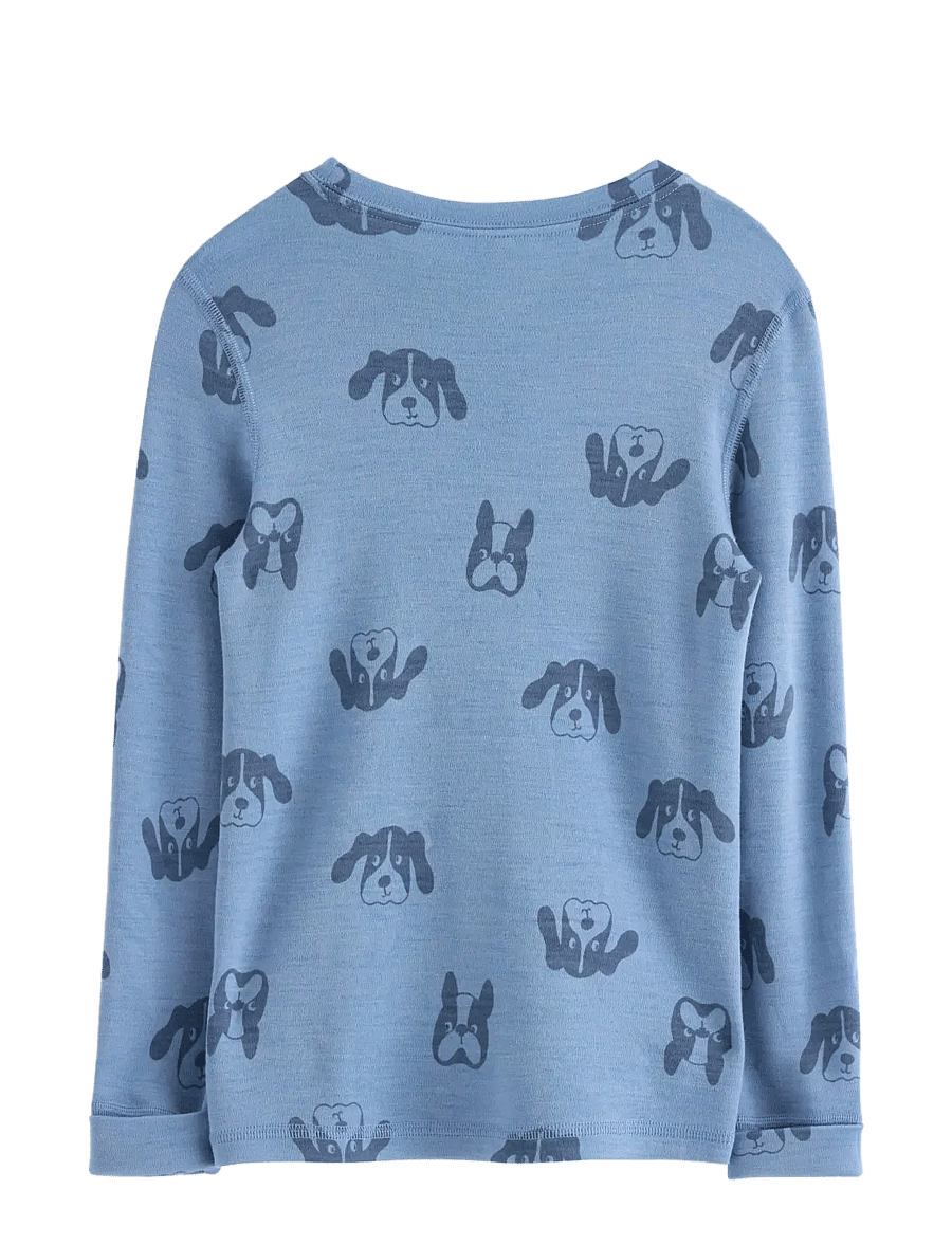 Lindex - Long sleeve top in merino wool - långärmade t-shirts - lt dusty blue - 1