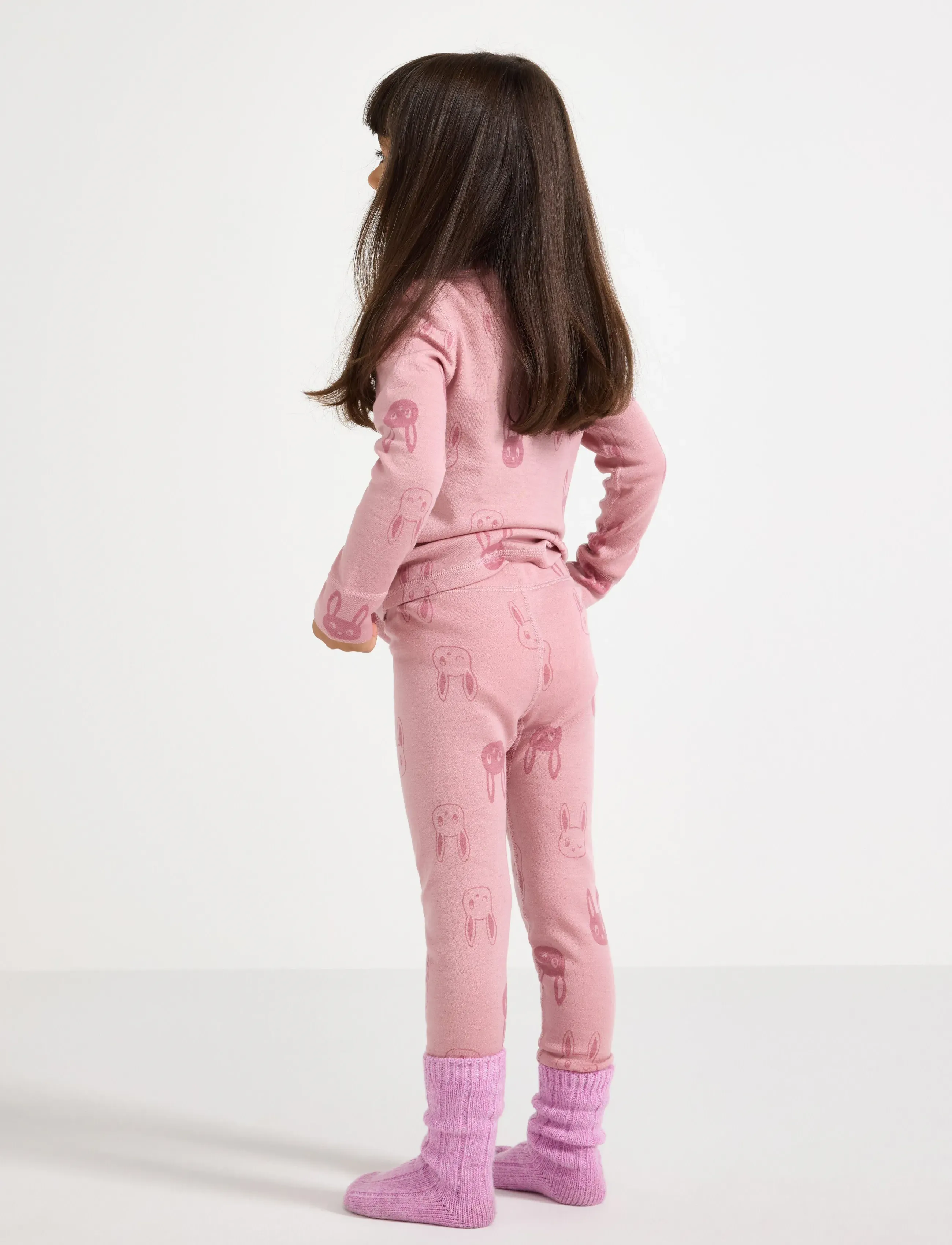 Lindex - Leggings in merino wool - base layer baby - dusty pink - 3