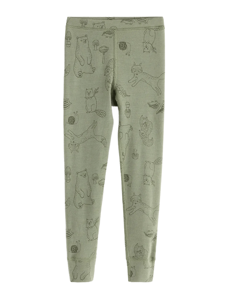 Lindex - Longjohns merino wool aop - funkionsunterwäsche - hosen - light dusty green - 1