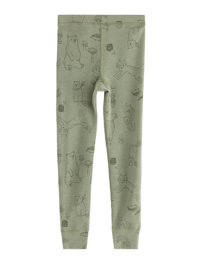 Lindex - Longjohns merino wool aop - funkionsunterwäsche - hosen - light dusty green - 2