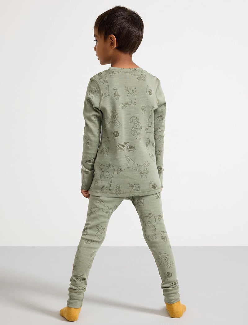 Lindex - Longjohns merino wool aop - funkionsunterwäsche - hosen - light dusty green - 3