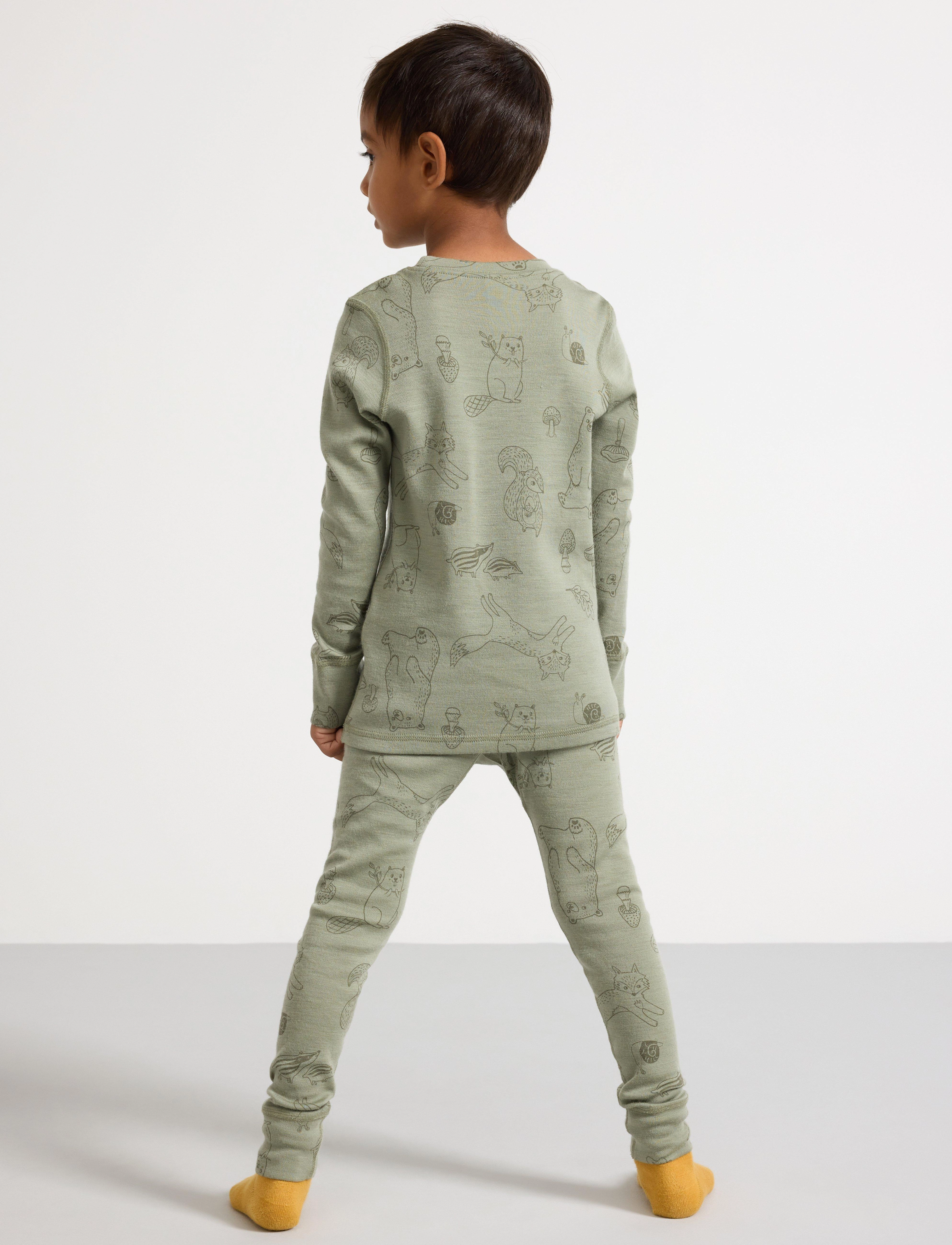 Lindex - Leggings in merino wool - base layer bottoms - light dusty green - 3