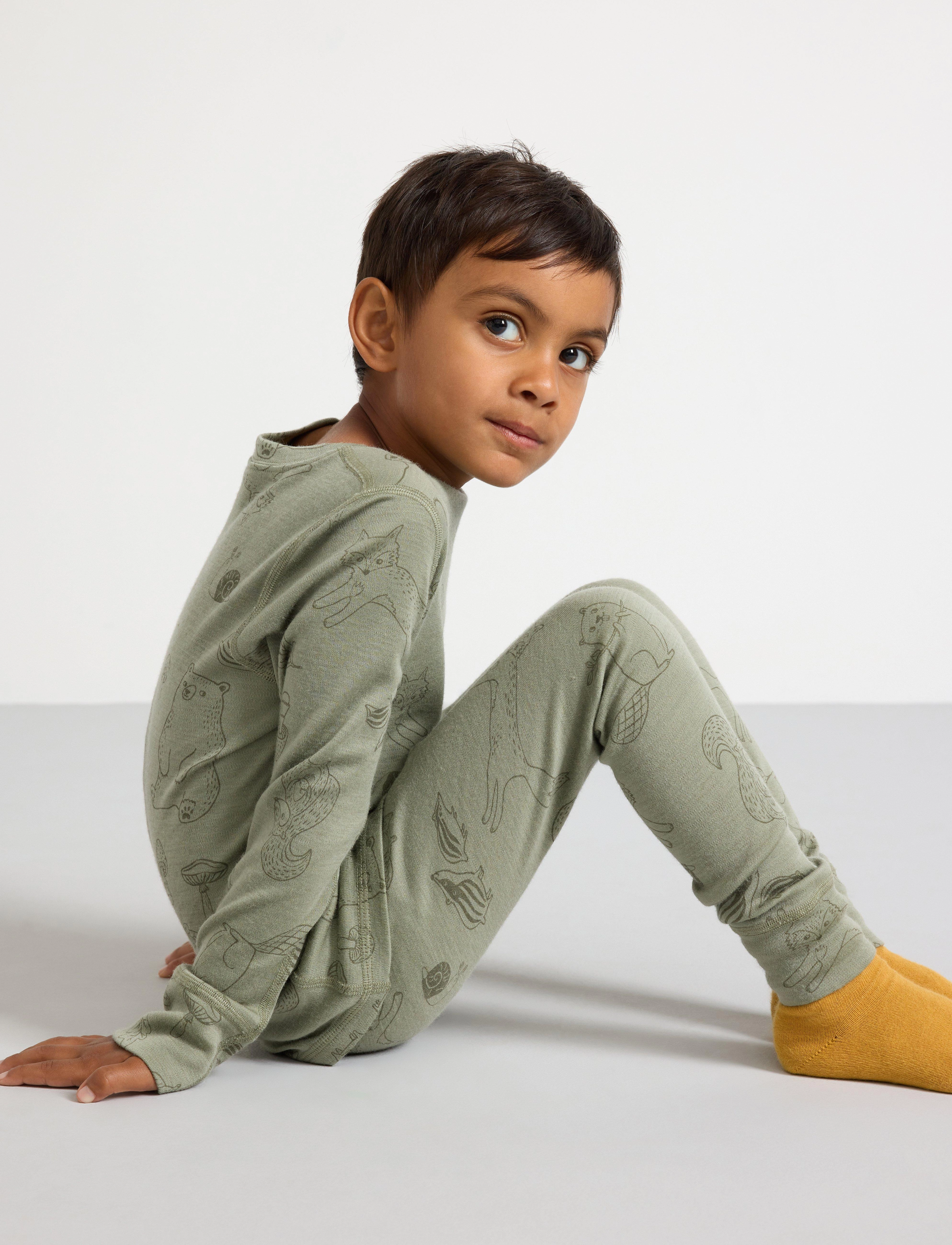 Lindex - Leggings in merino wool - base layer bottoms - light dusty green - 4