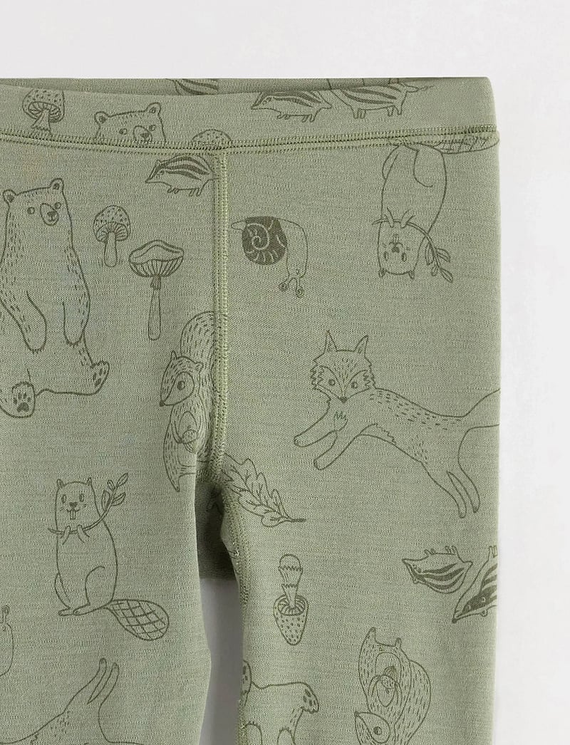 Lindex - Longjohns merino wool aop - funkionsunterwäsche - hosen - light dusty green - 5