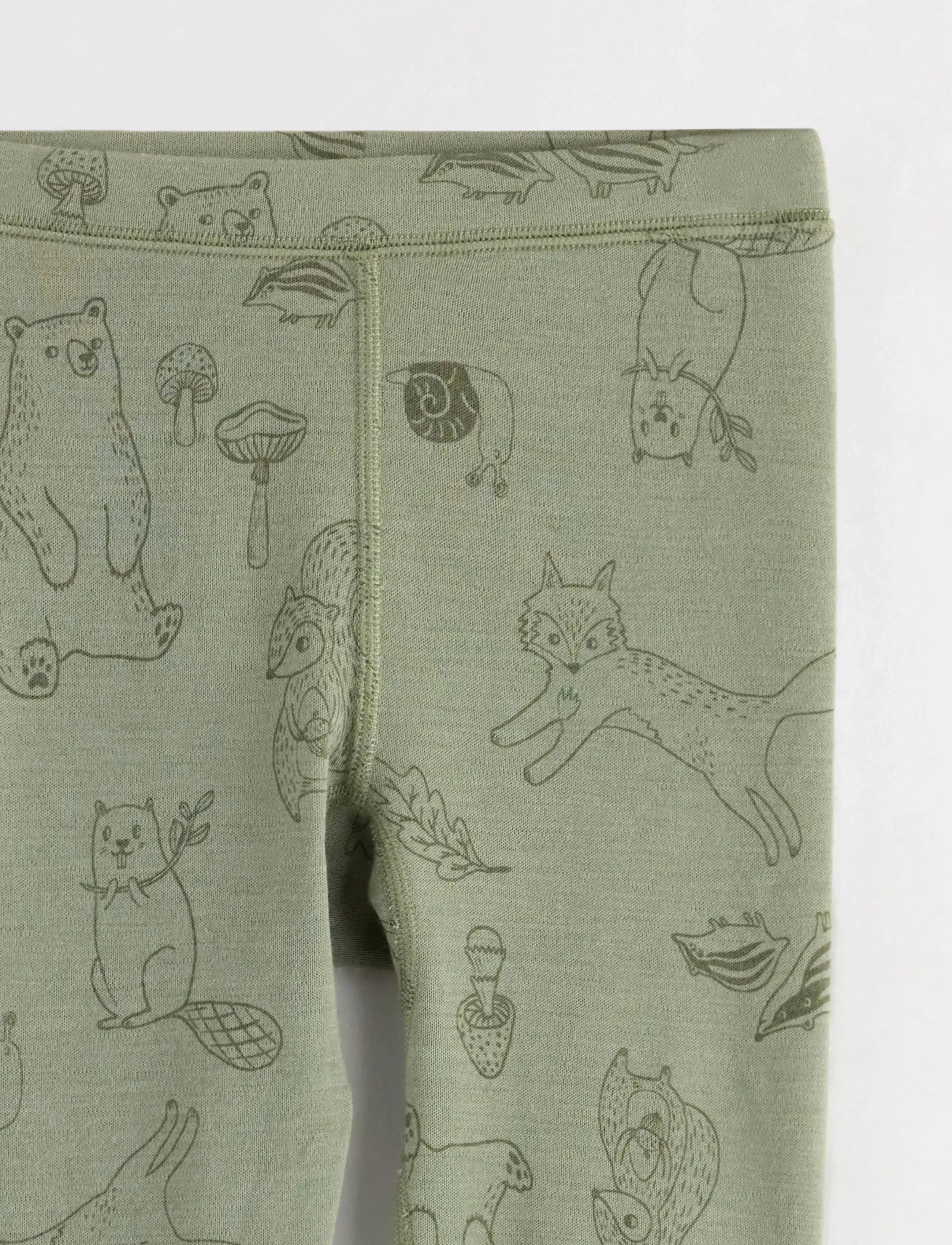Lindex - Leggings in merino wool - base layer bottoms - light dusty green - 5
