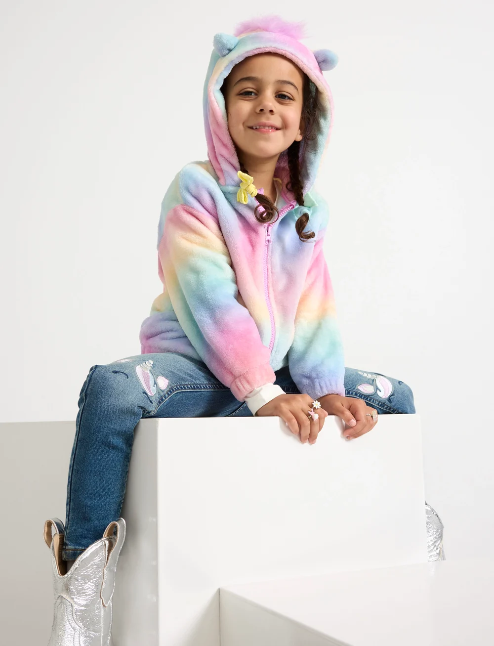 Jacket pile unicorn rainbow