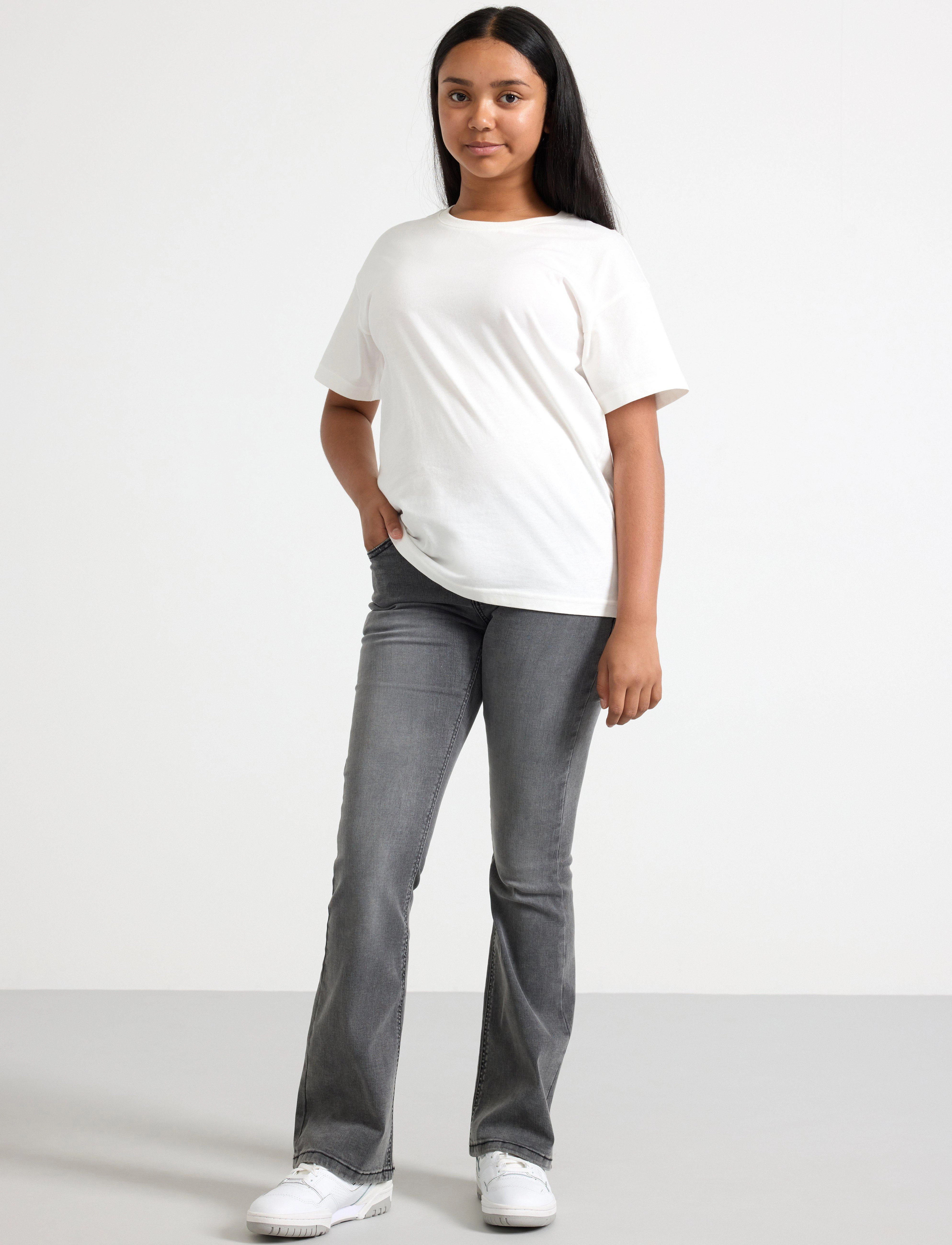 Lindex Trousers Denim Freja Grey, Børn, Flared Jeans, Grå, Str: 152