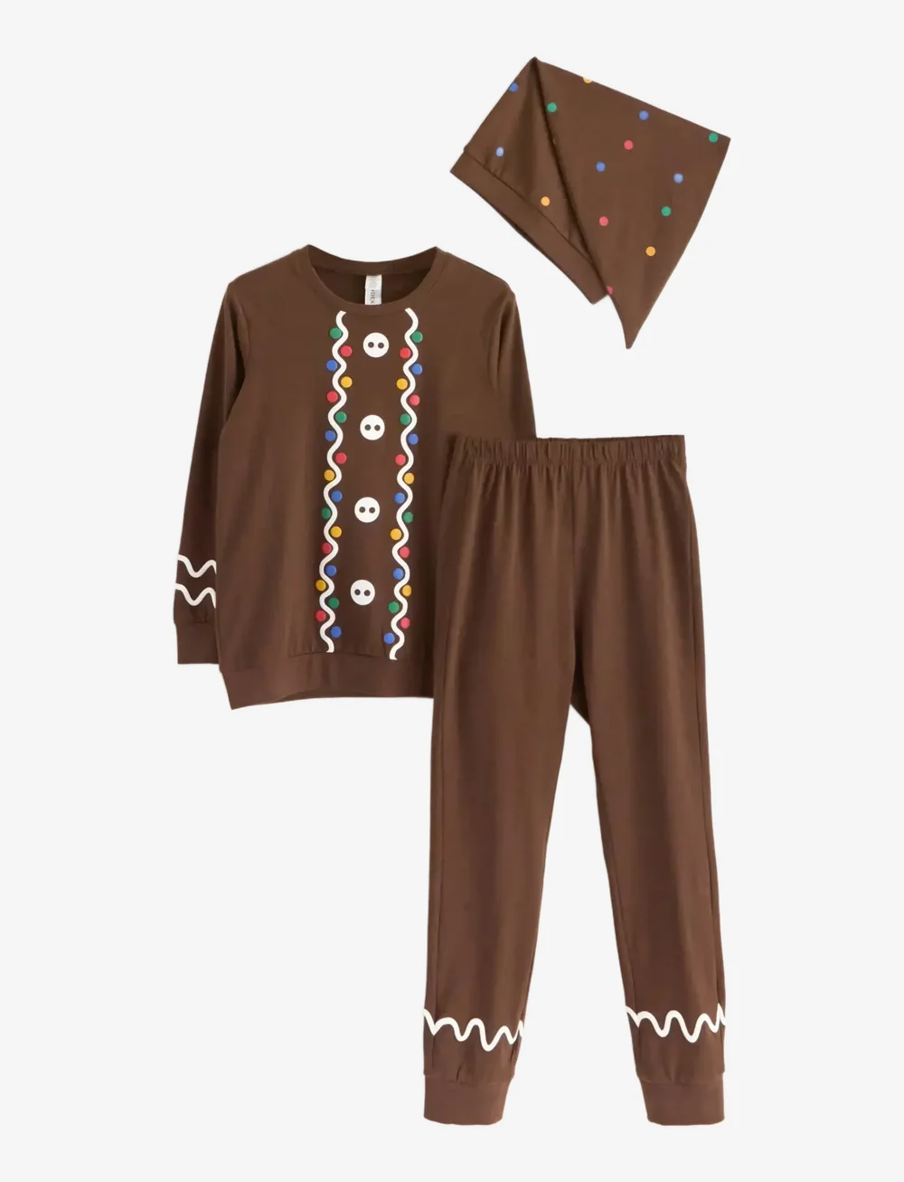 Lindex - Pajama Christmas Santa Gingerb - pyjamasset - dk brown - 1