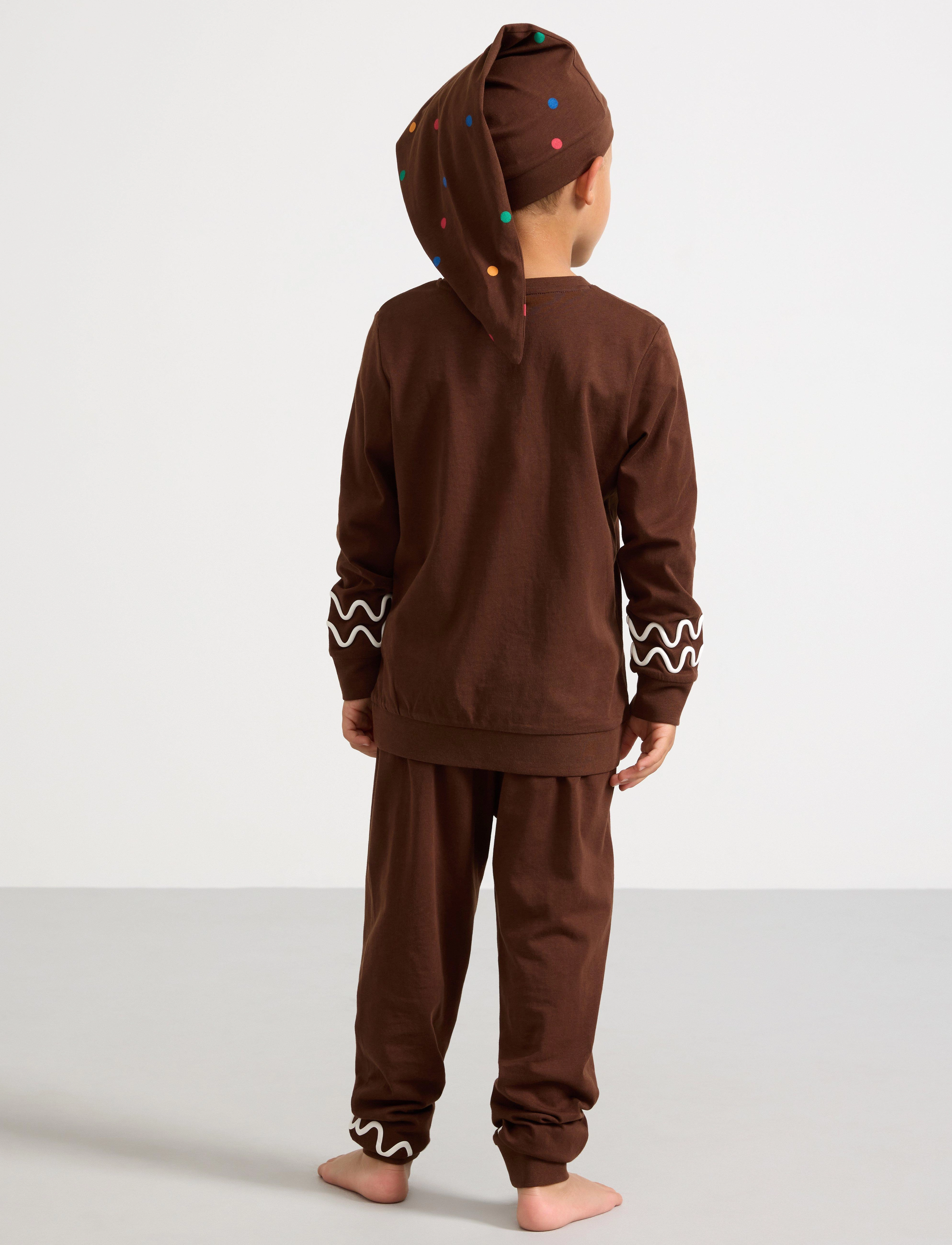 Lindex - Pajama Christmas Santa Gingerb - sets - dk brown - 3
