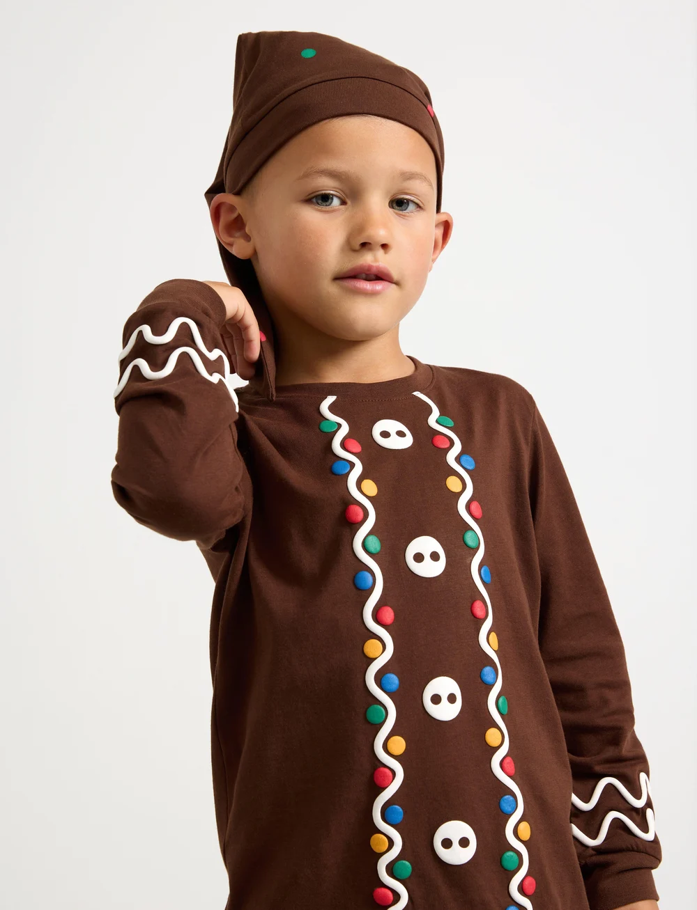 Lindex - Pajama Christmas Santa Gingerb - pyjamasset - dk brown - 4