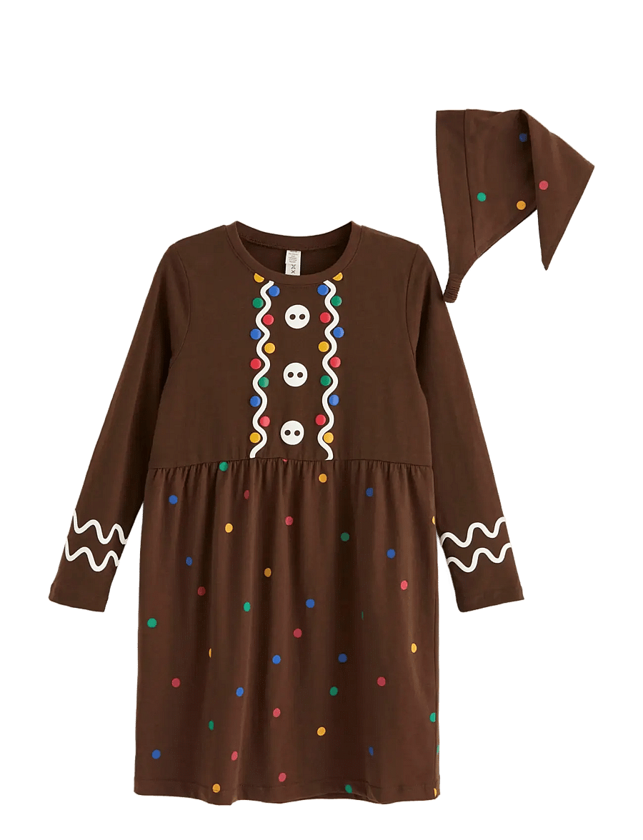 Lindex - Nightdress Christmas Santa Gin - ikdienas kleitas ar garām piedurknēm - dk brown - 1