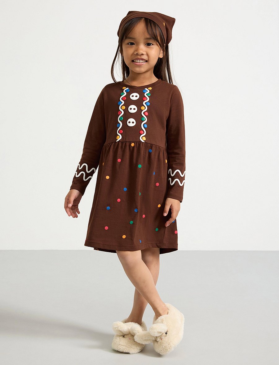 Lindex - Nightdress Christmas Santa Gin - ikdienas kleitas ar garām piedurknēm - dk brown - 0