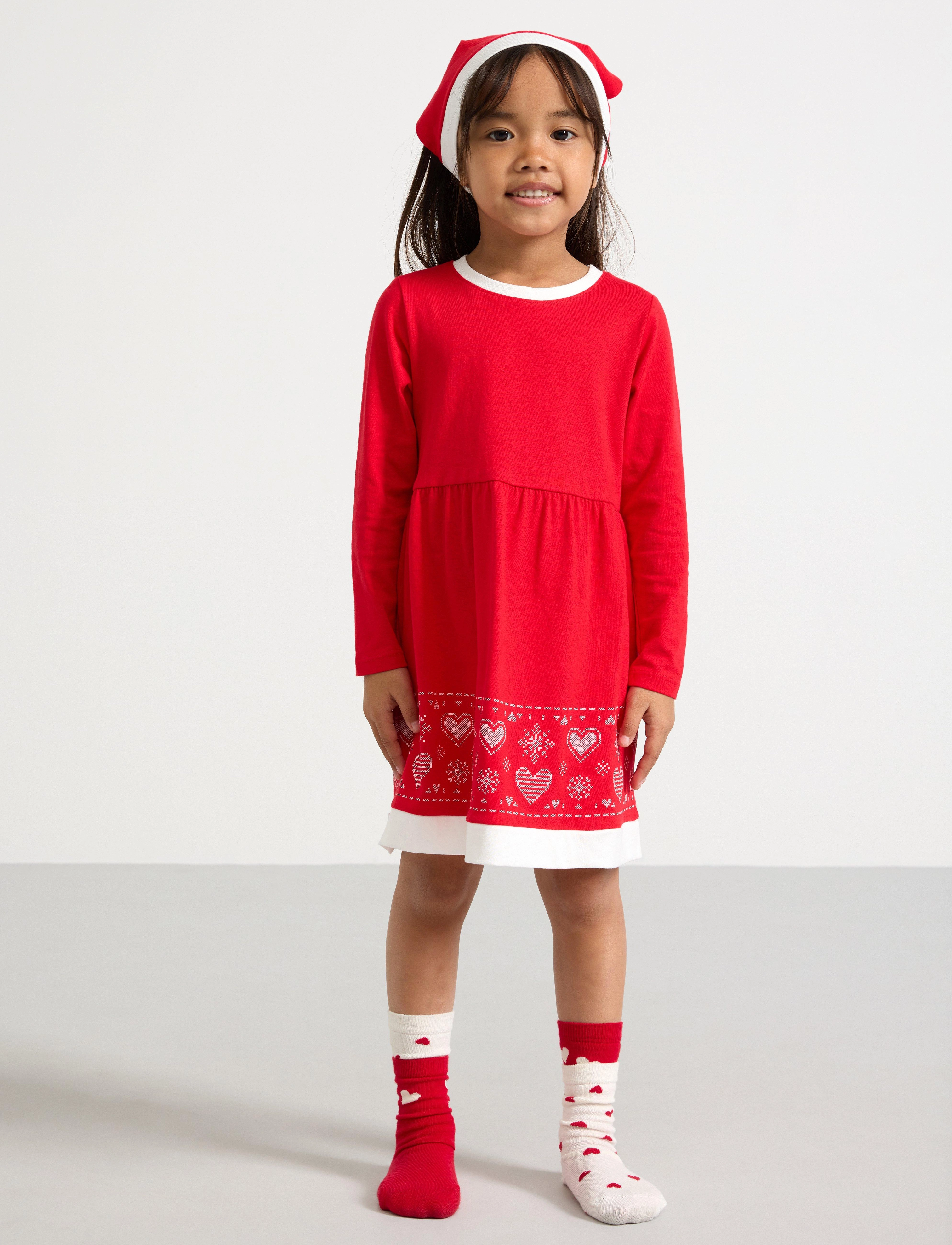 Lindex Nightdress Christmas Santa Gin, 98/104, Casual Dresses, Rot - Long-sleeved Kinder