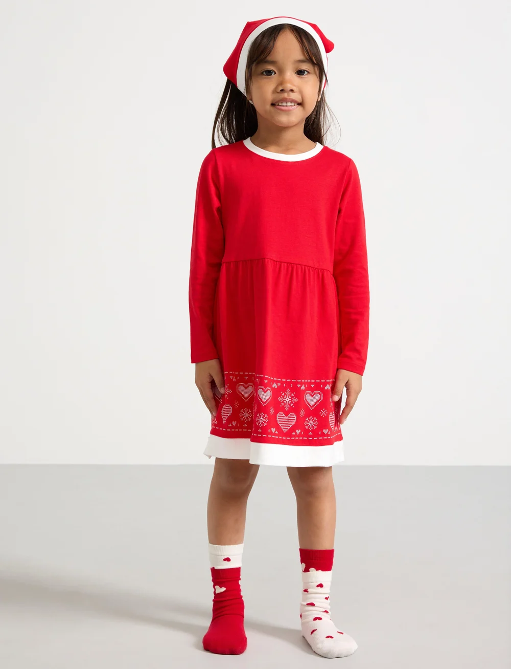 Lindex - Nightdress Christmas Santa Gin - long-sleeved casual dresses - red - 0