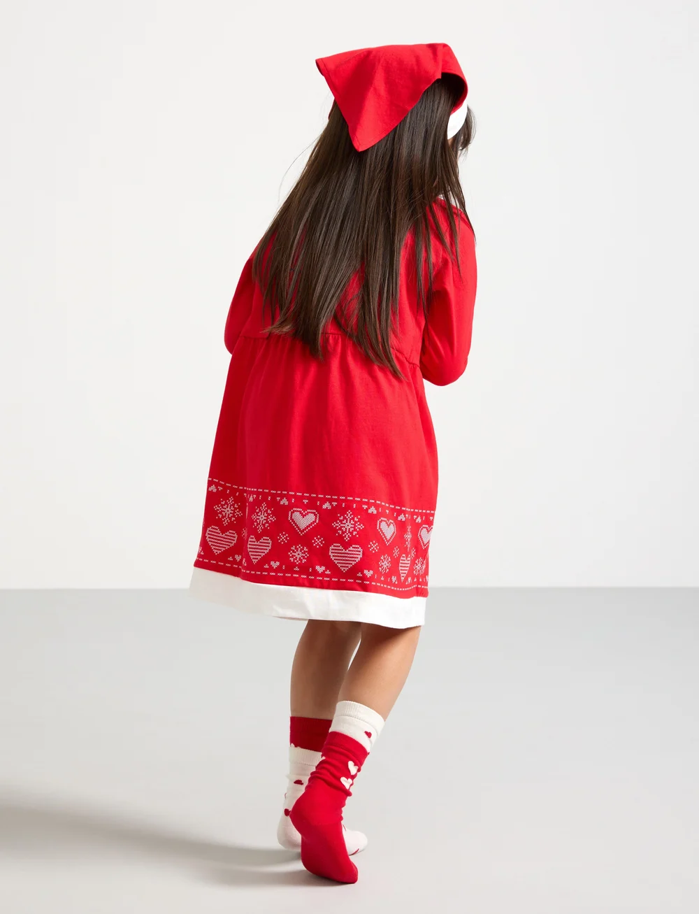Lindex - Nightdress Christmas Santa Gin - long-sleeved casual dresses - red - 3