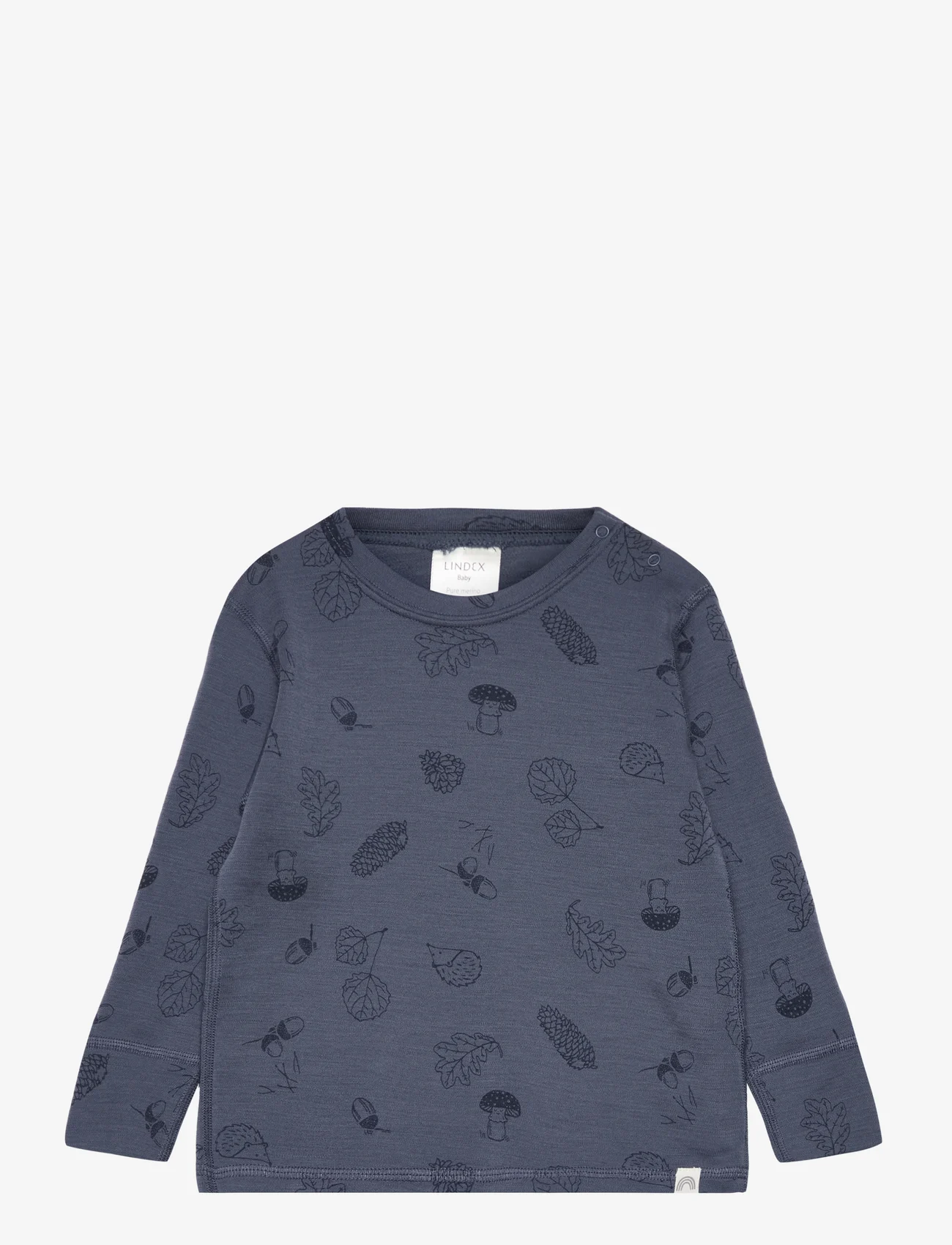 Lindex - Top baby merino wool - langærmede t-shirts - dark dusty blue - 0