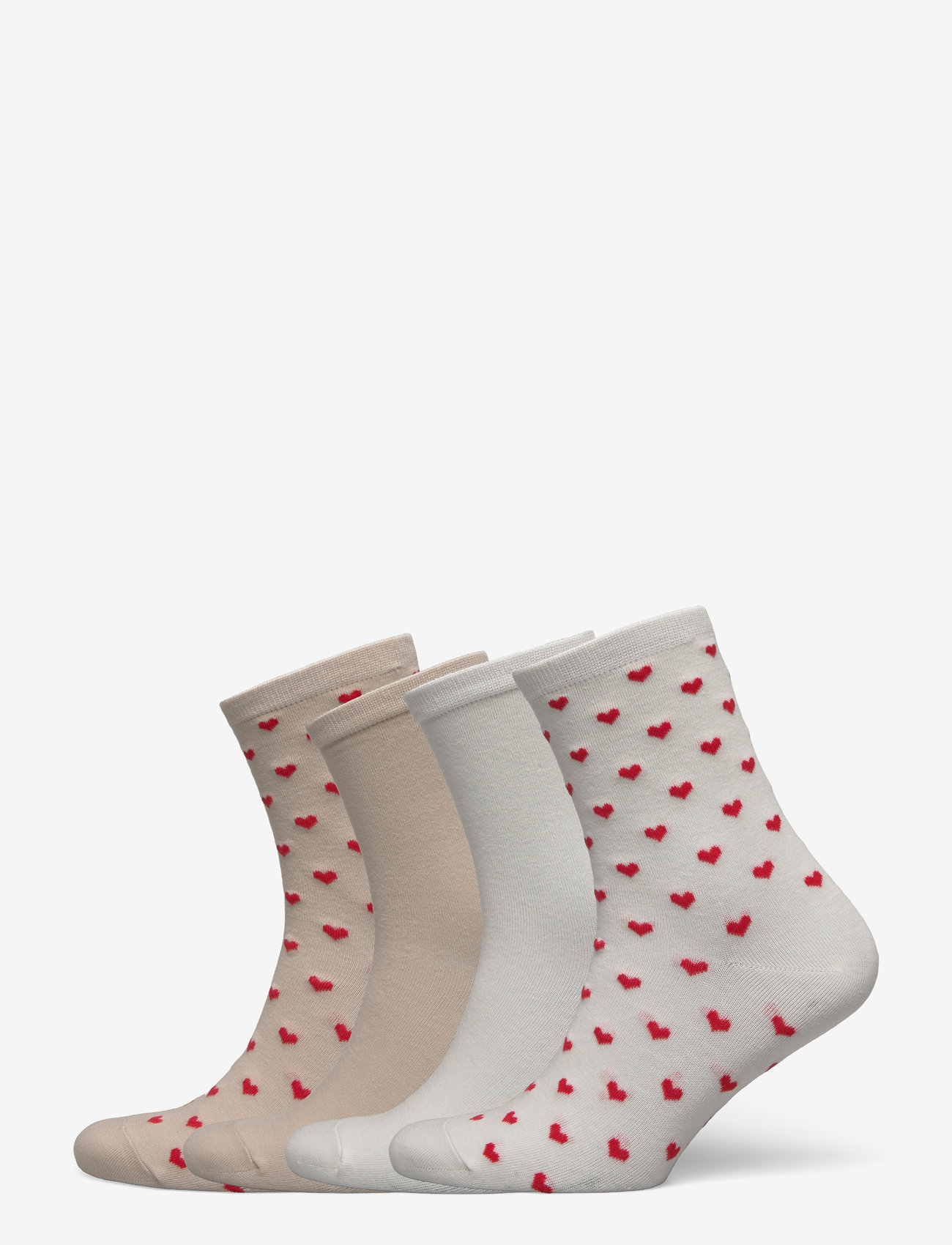 Lindex - Sock 4 p a o hearts - off white - 0
